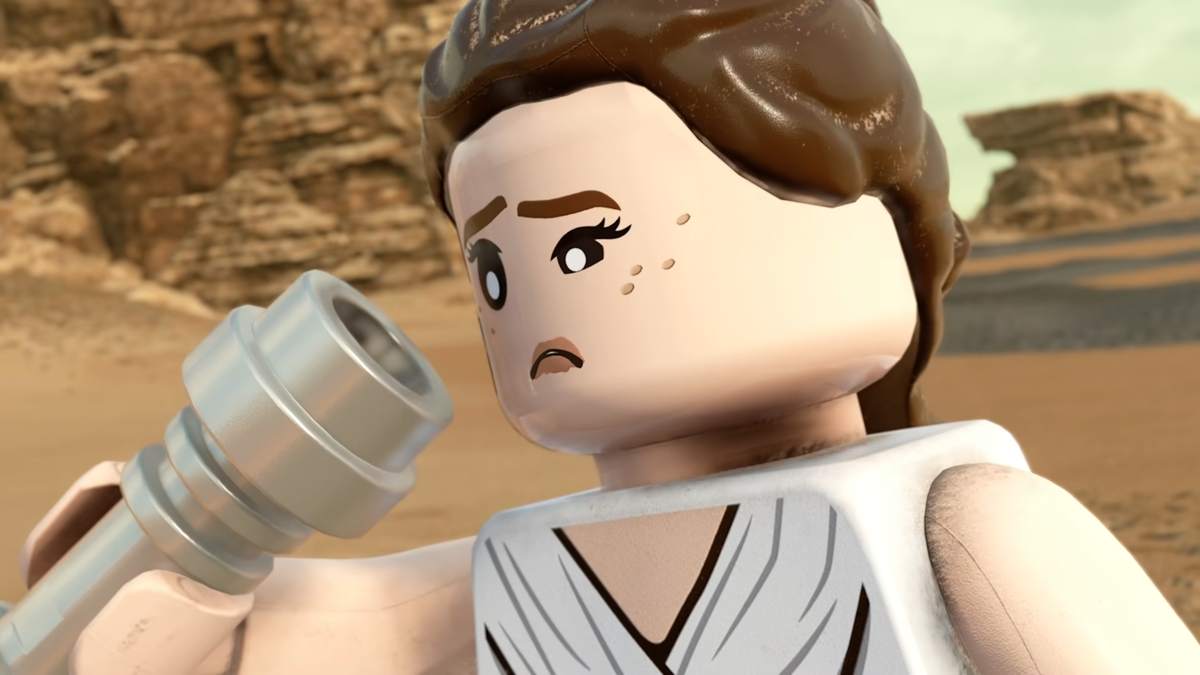 Rey from the Lego Star Wars Skywalker Saga trailer