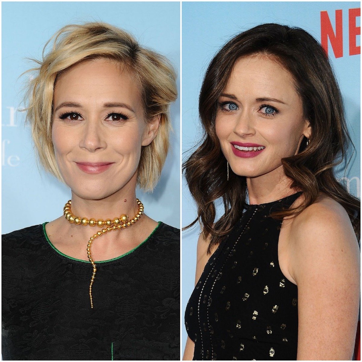 Liza Weil and Alexis Bledel, who did the 'Gilmore Girls' fencing scene, pose for photographers at the premiere of Netflix's 'Gilmore Girls: A Year in the Life'