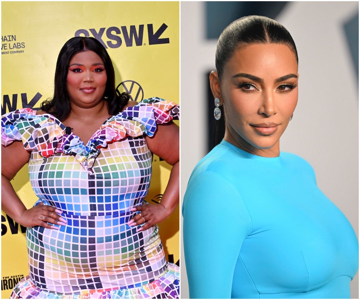 Side by side photos of Lizzo and Kim Kardashian.