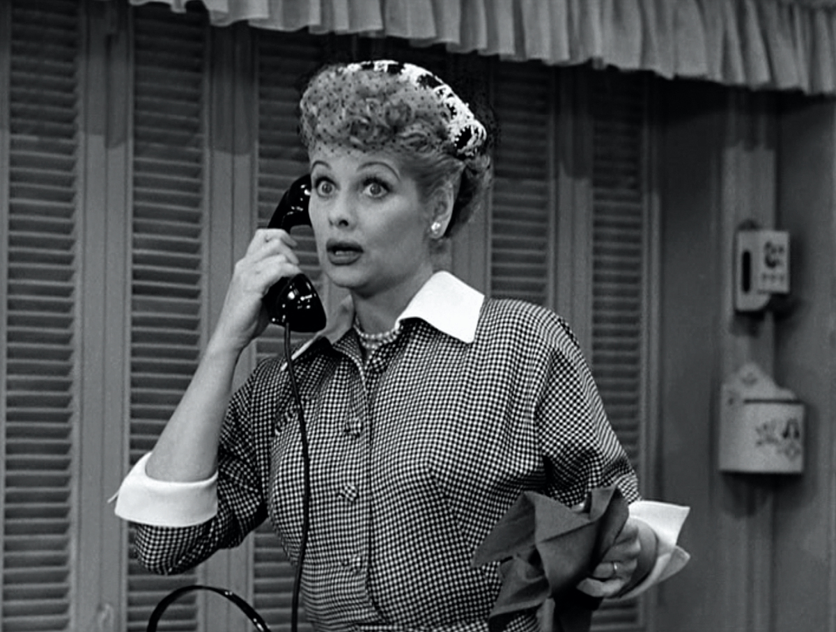 Lucille Ball as Lucy Ricardo, talking on the phone