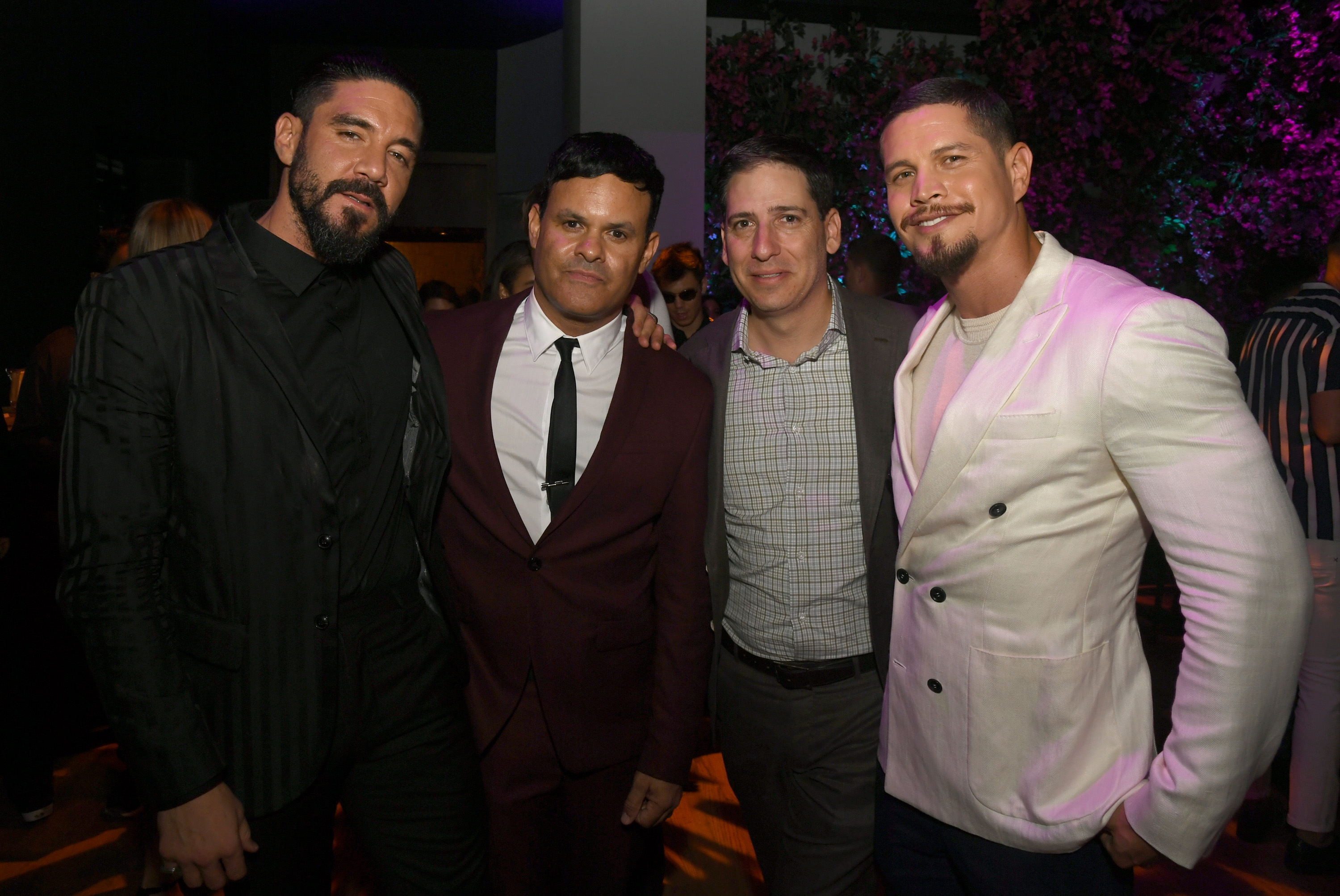Mayans MC Season 4 drops April 19. Clayton Cardenas, Elgin James, Eric Schrier and J.D. Pardo pose for a photo. 