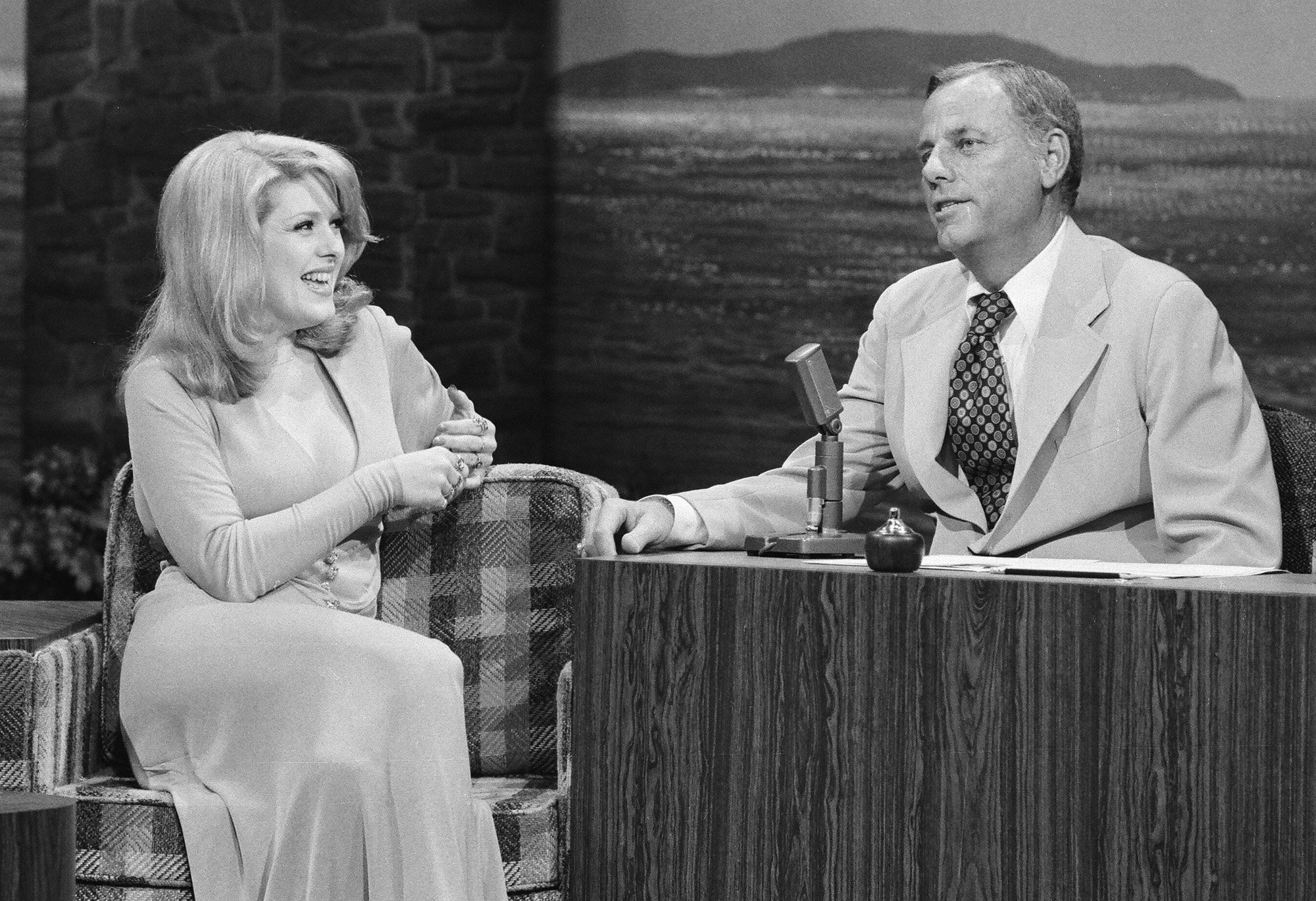'The Tonight Show' guest host McLean Stevenson, right, chats with actor Bernadette Peters in 1976.