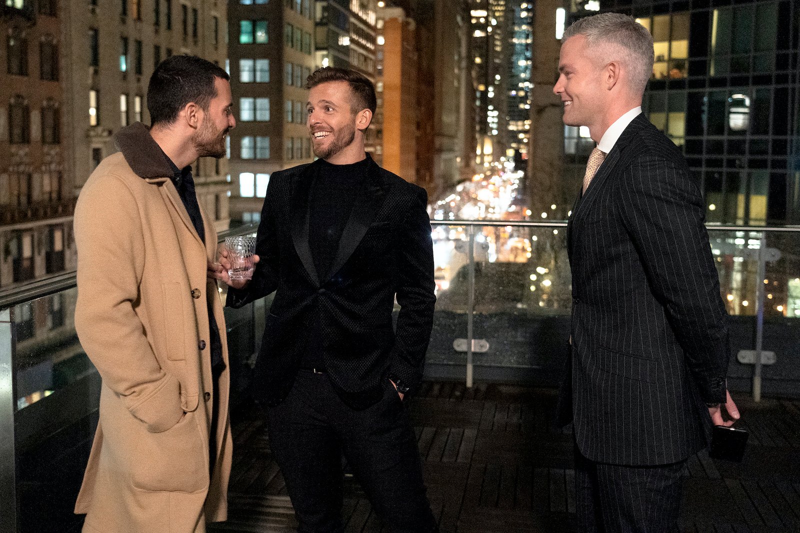 Steve Gold, Tyler Whitman, Ryan Serhant from 'Million Dollar Listing New York' gather at a brokers open an talk on the terrace 