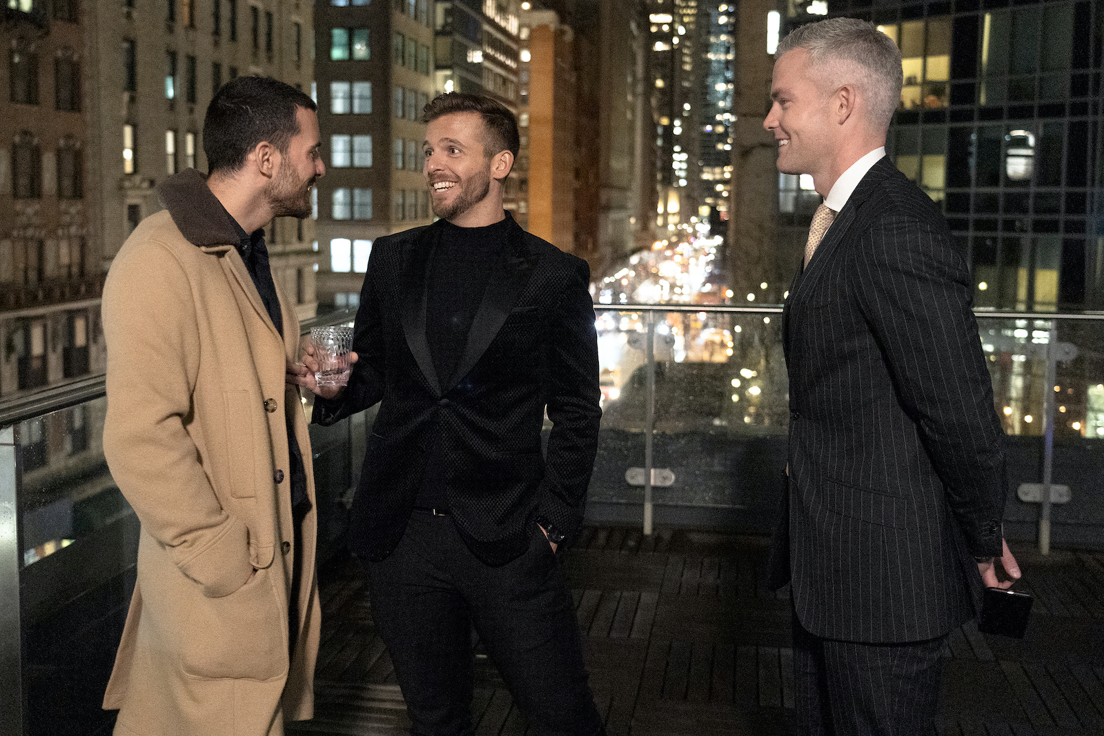 Steve Gold, Tyler Whitman, Ryan Serhant from 'Million Dollar Listing New York' gather at a brokers open an talk on the terrace 