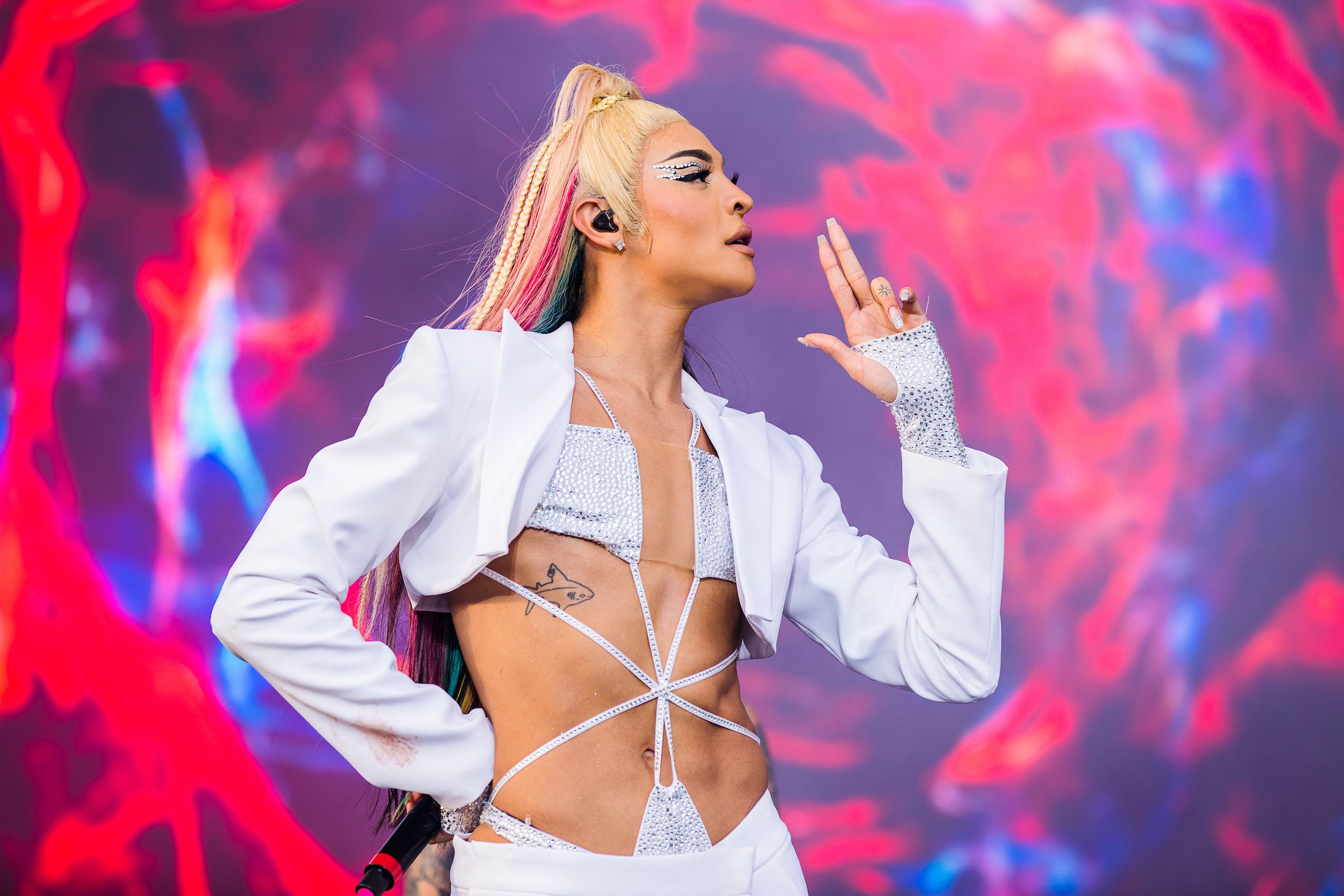 Pabllo Vittar wearing white