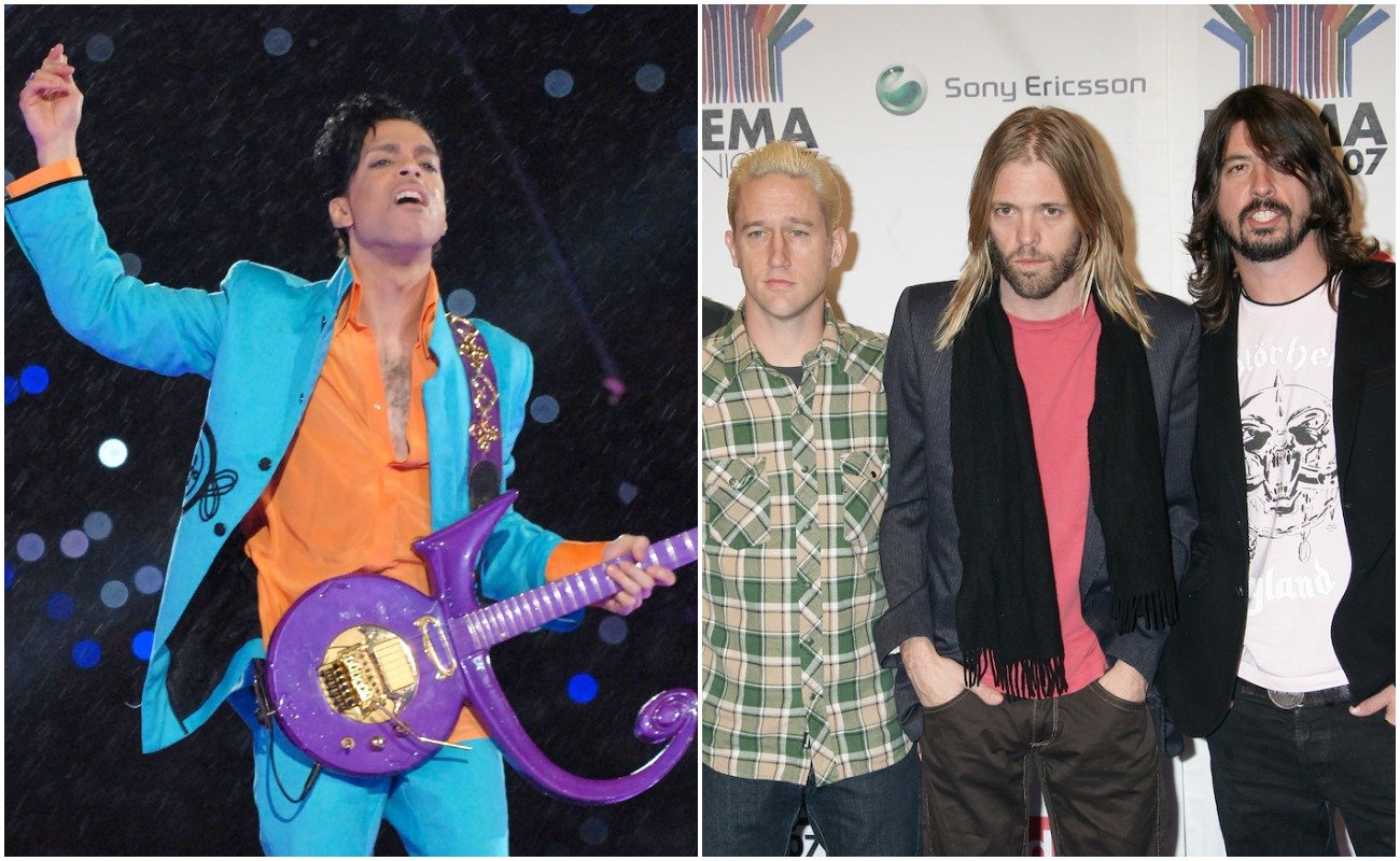 Prince performing at the 2007 Super Bowl Halftime Show and Foo Fighters at the 2007 MTV Europe Awards.