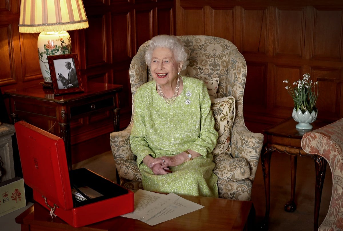 Queen Elizabeth II poses for a portrait at Sandringham House to mark her Platinum Jubilee Year