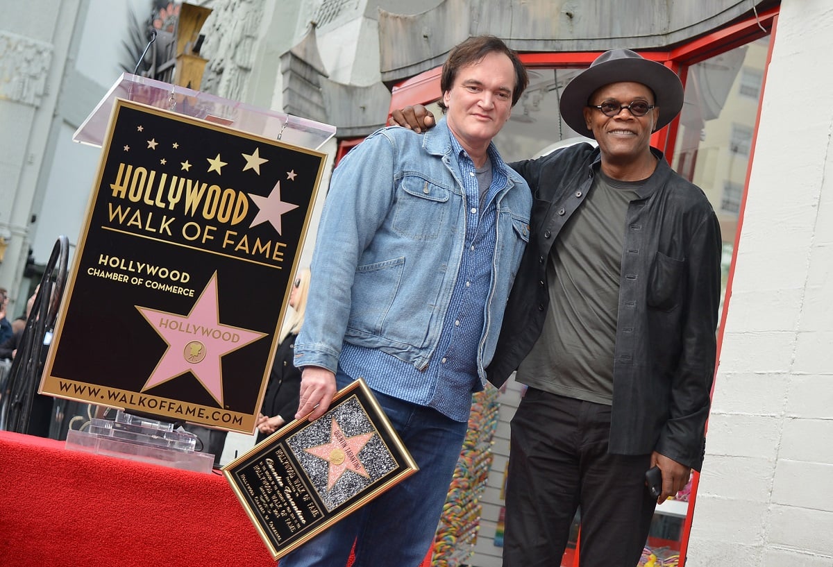 Quentin Tarantino smiling alongside Samuel L. Jackson.