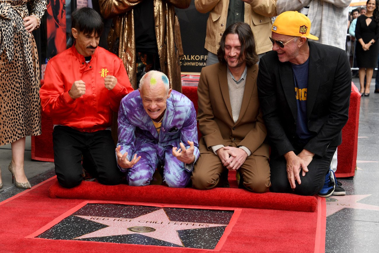 Red Hot Chili Peppers being honored with their star on the Hollywood Walk of Fame in 2022.