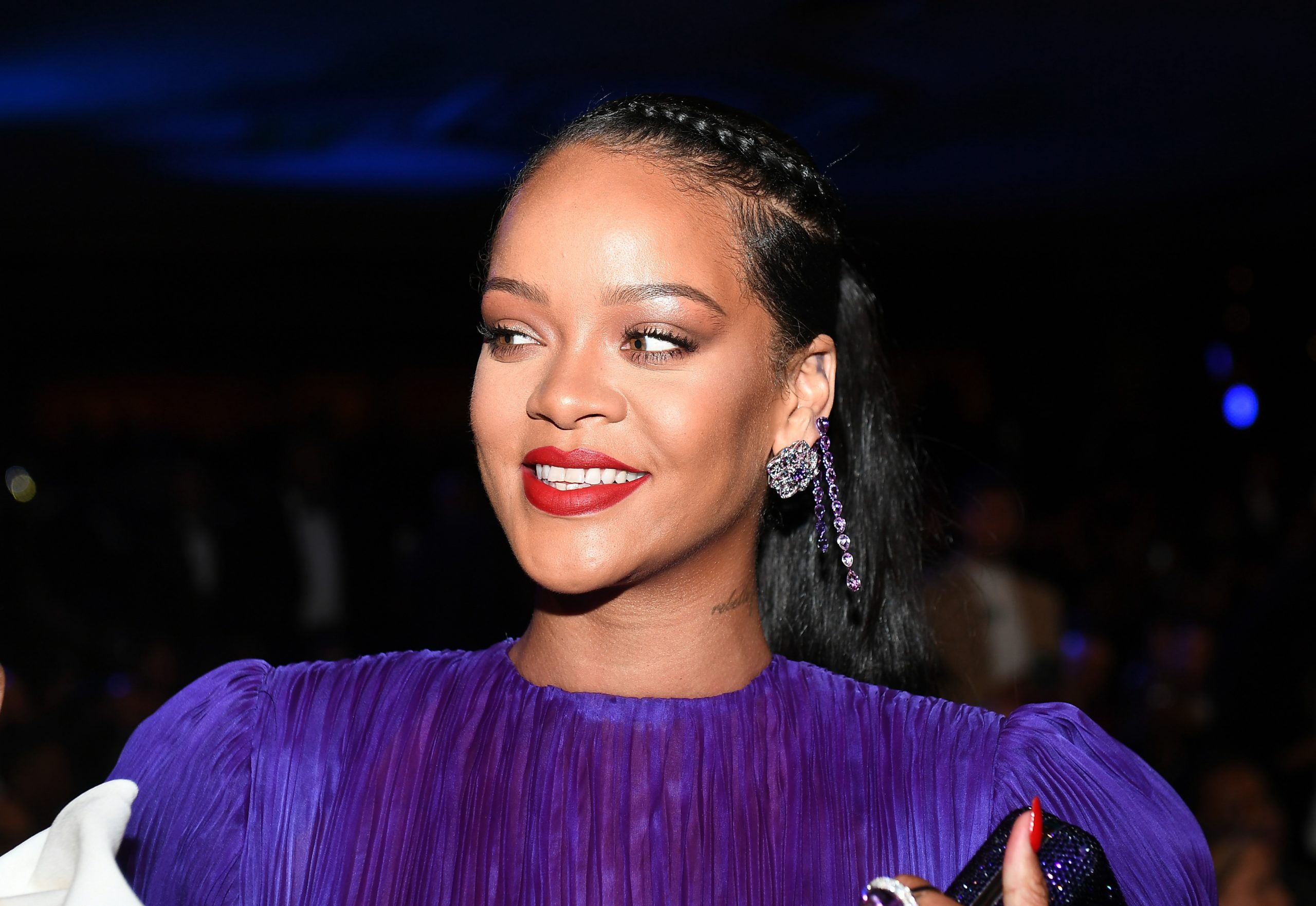 Rihanna wearing purple