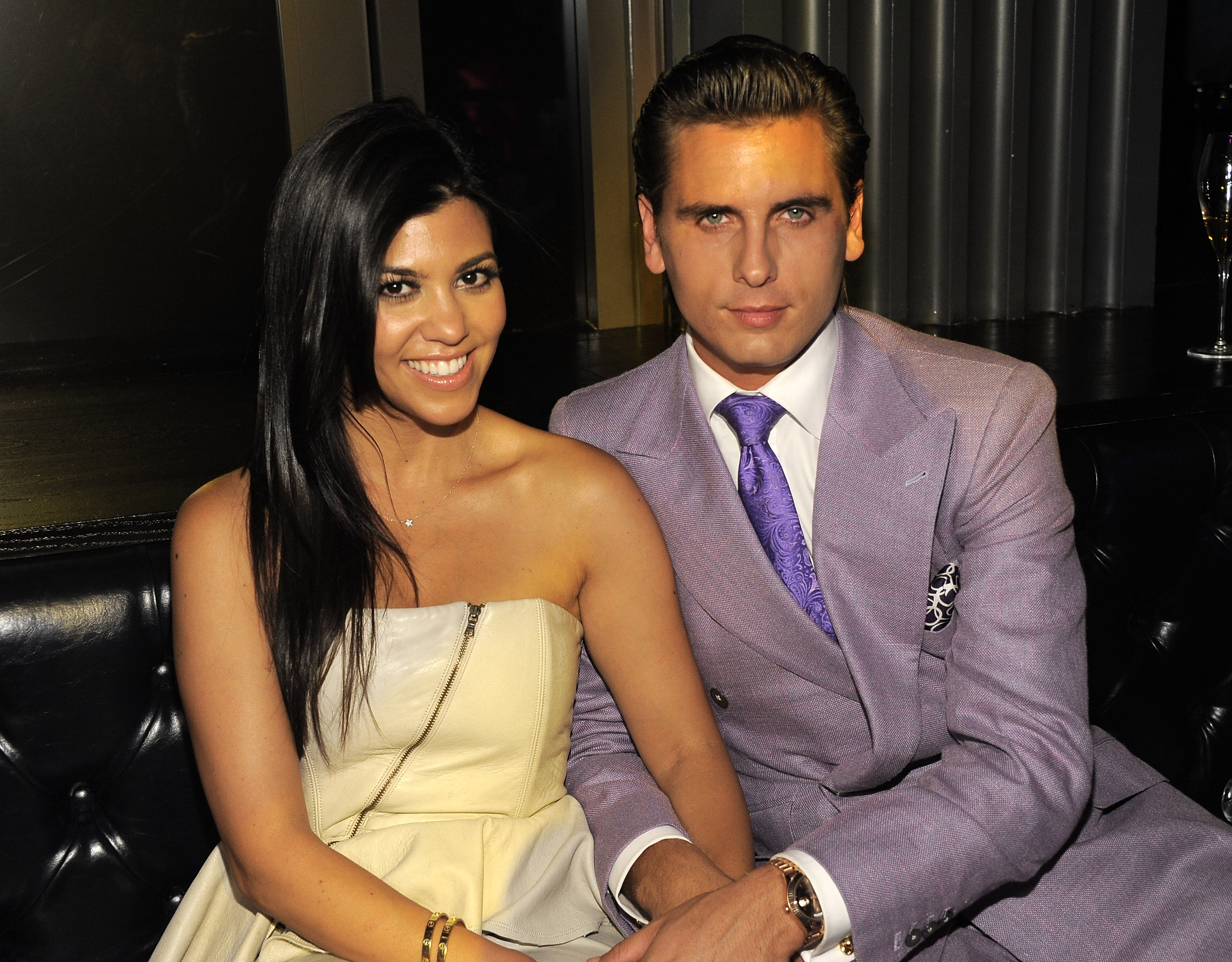 Kourtney Kardashian and Scott Disick are photographed togethe rat Chateau Nightclub in 2011