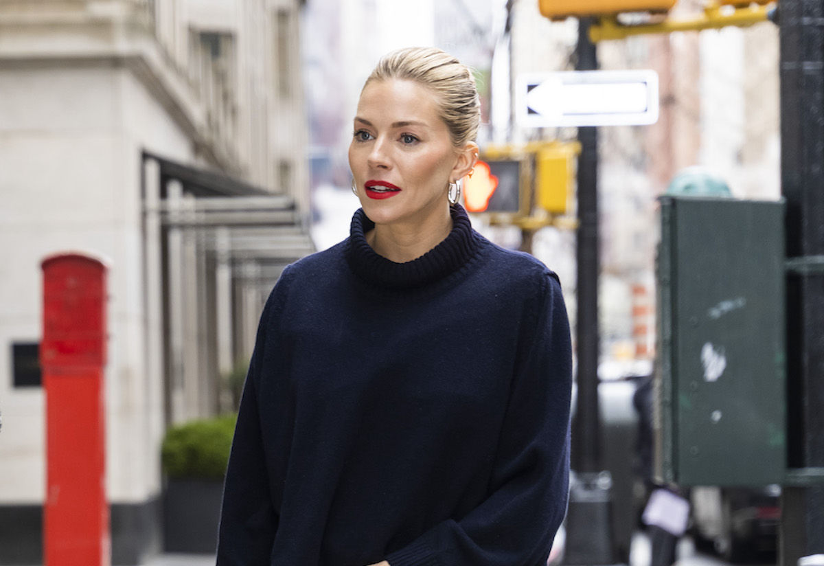 Sienna Miller, who worked with Harvey Weinstein, walks in New York City