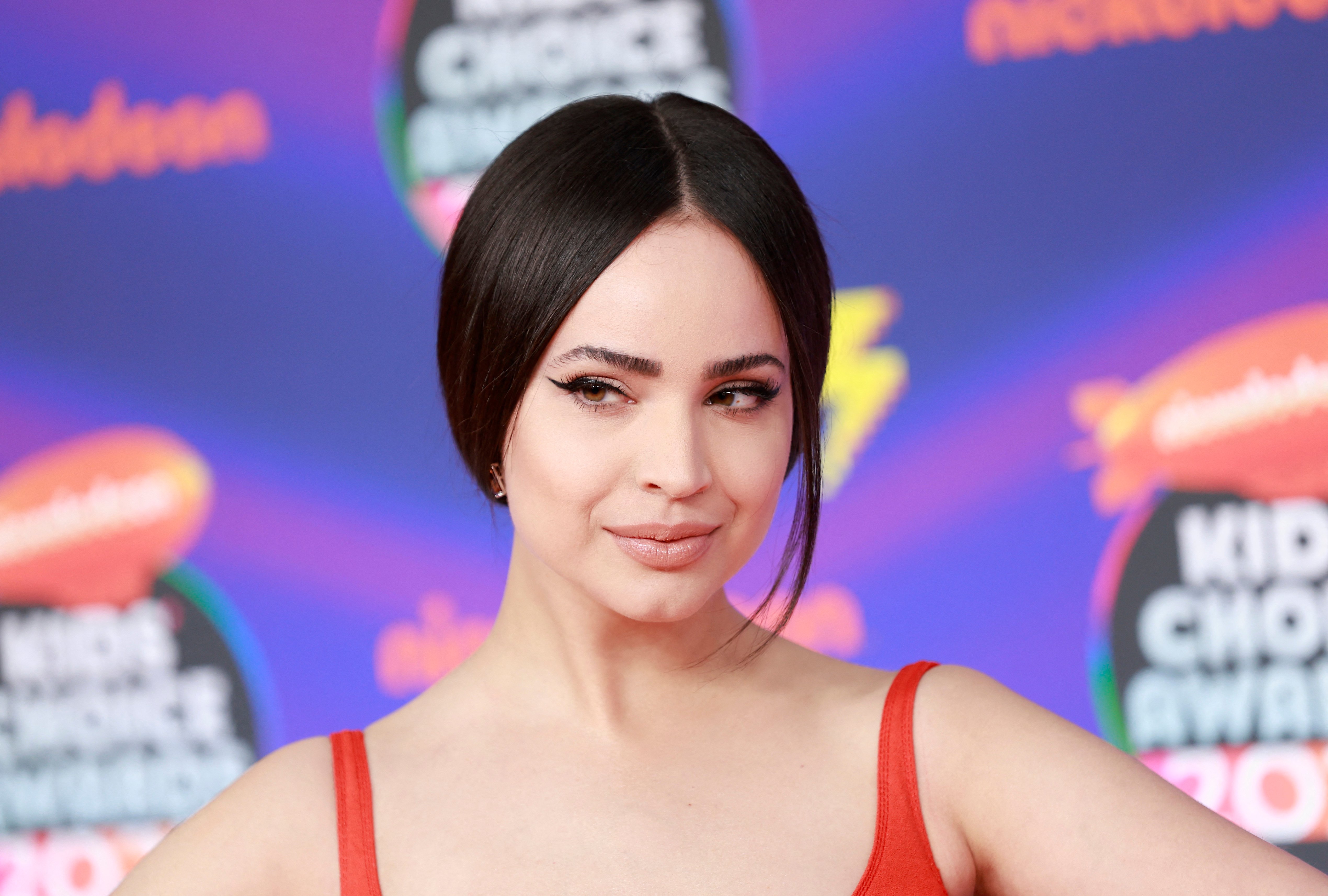 US actress Sofia Carson attends the 2022 Nickelodeon Kids' Choice Awards