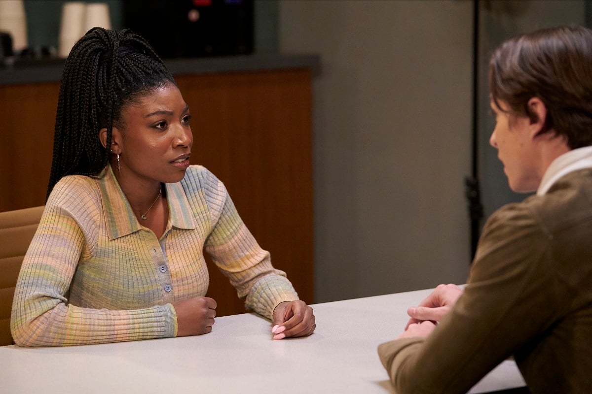 'General Hospital' actors Tabyana Ali and Nicholas Chavez in a police station scene from the ABC soap opera.