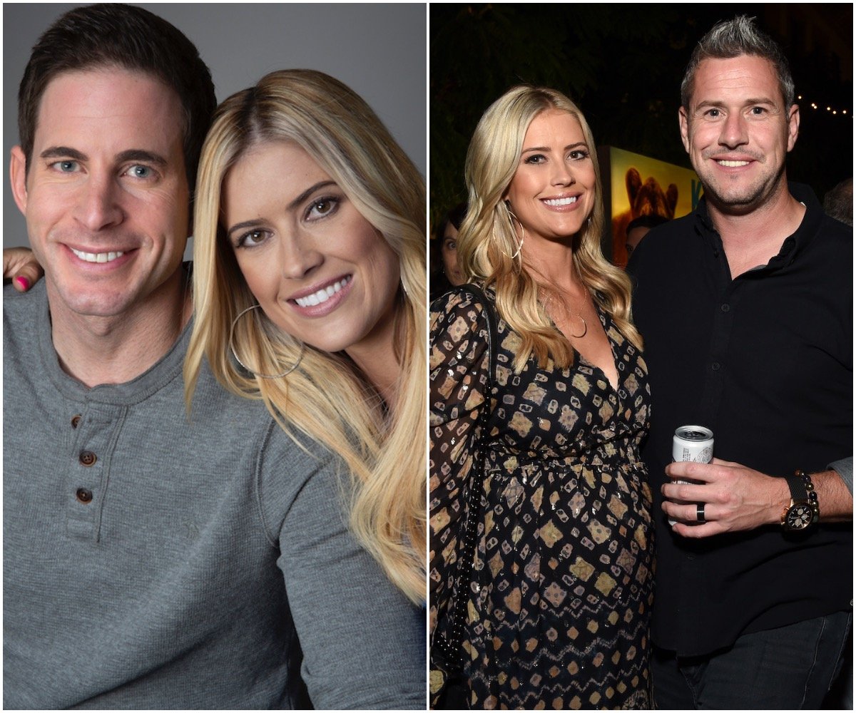 Side by side photos of Tarek El Moussa with Christina Haack and Christina Haack with Ant Anstead.