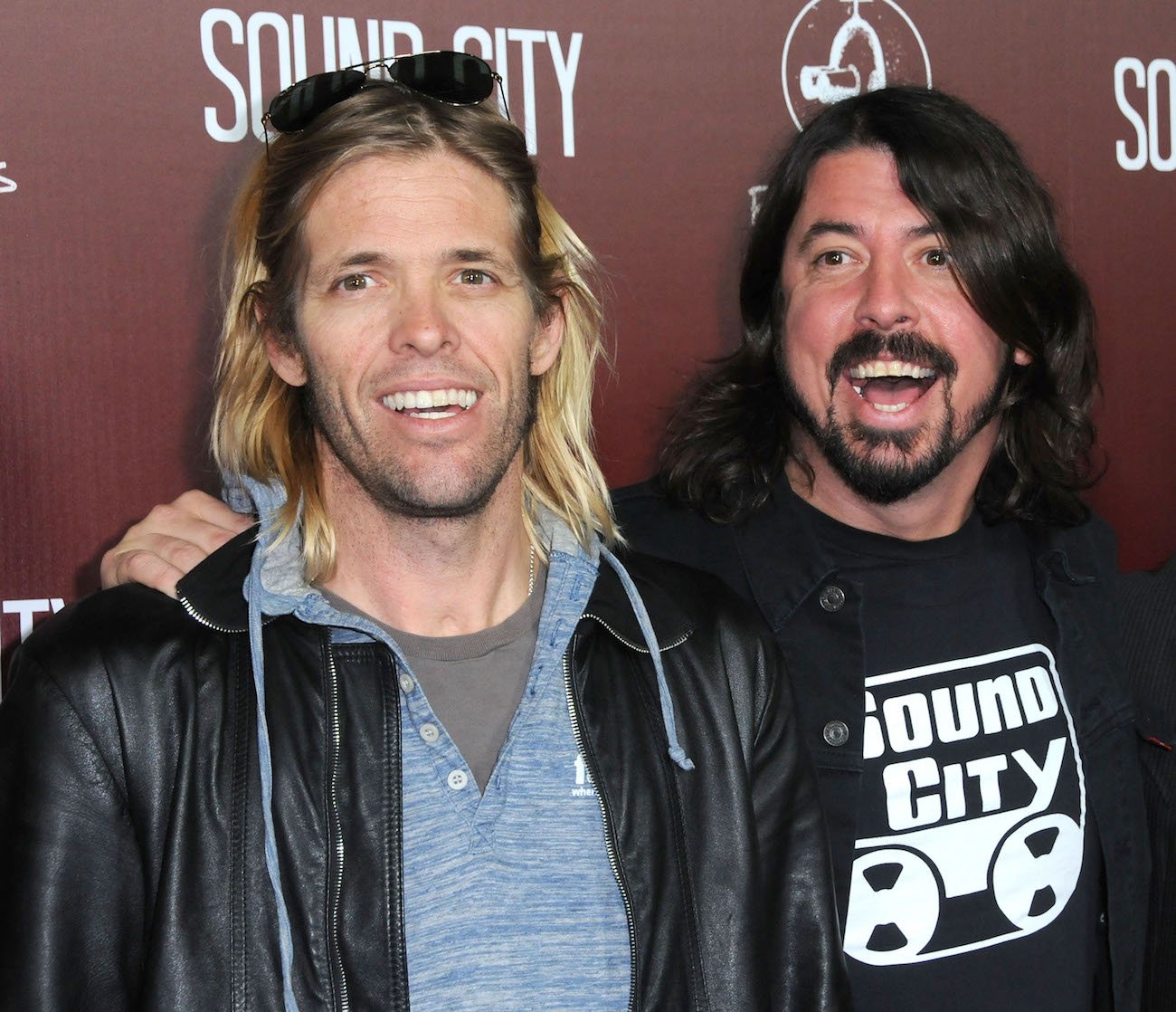 Taylor Hawkins and Dave Grohl at the premiere of 'Sound City' in 2013.