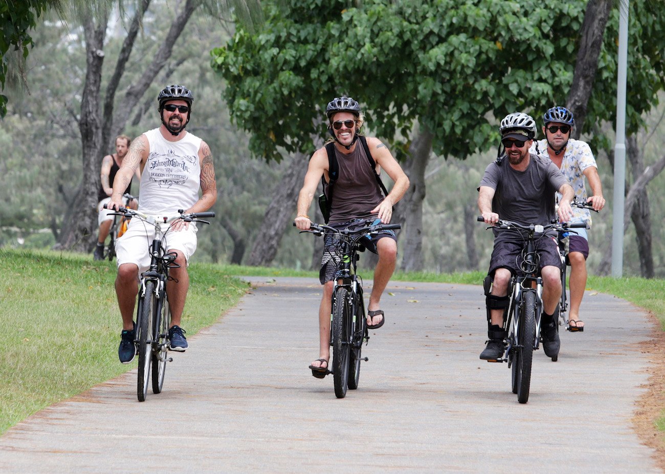 Taylor Hawkins and Foo Fighters biking in Australia, 2015.