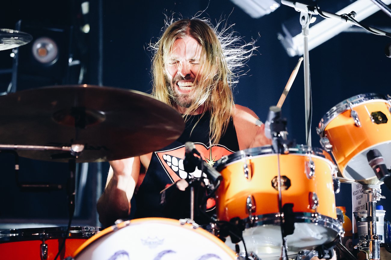 Taylor Hawkins performing with Foo Fighters at the after party for the premiere of 'Studio 666' in 2022.
