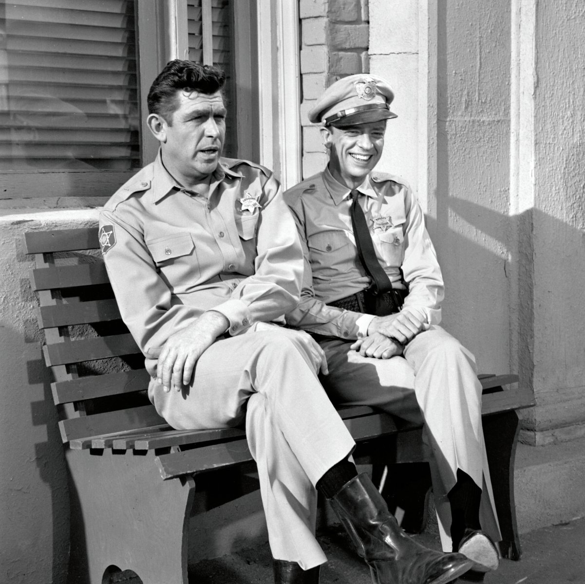 Left to right: Actors Andy Griffith and Don Knotts in a scene from 'The Andy Griffith Show'