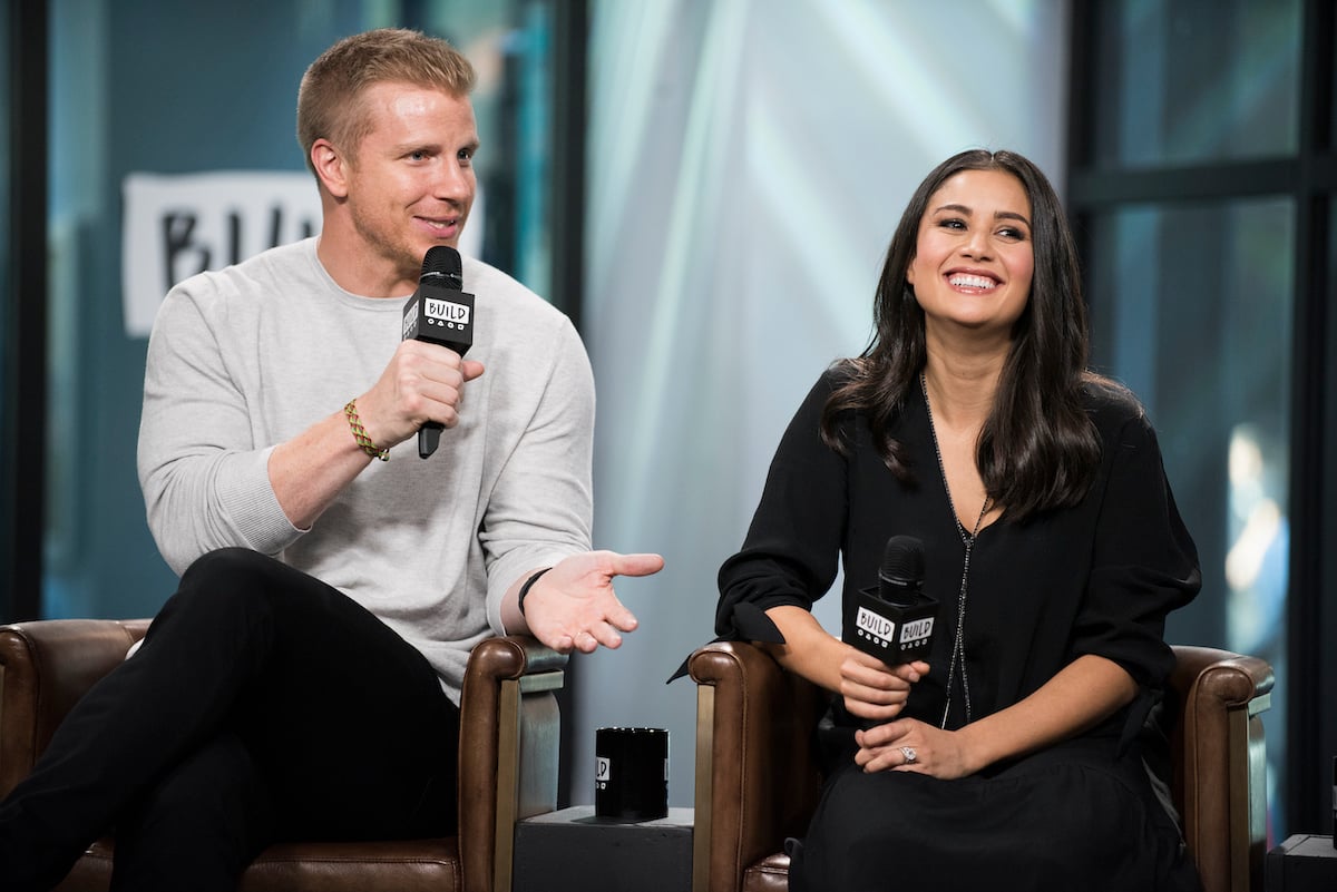 Sean Lowe and Catherine Lowe speak during a media event in 2017
