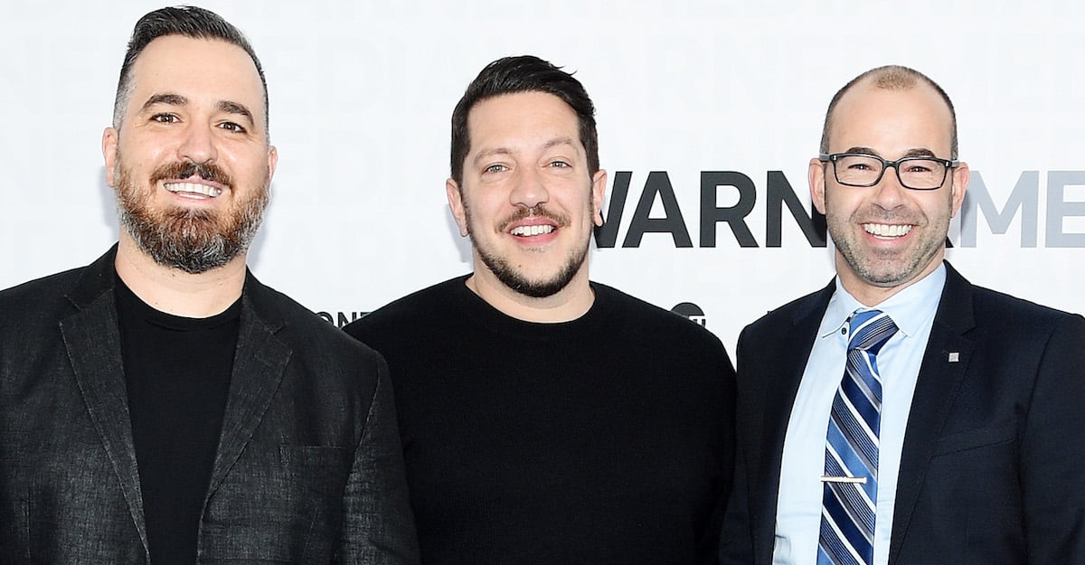 'Impractical Jokers' stars Brian Quinn, Sal Vulcano, and James Murray pose for a photo at an event
