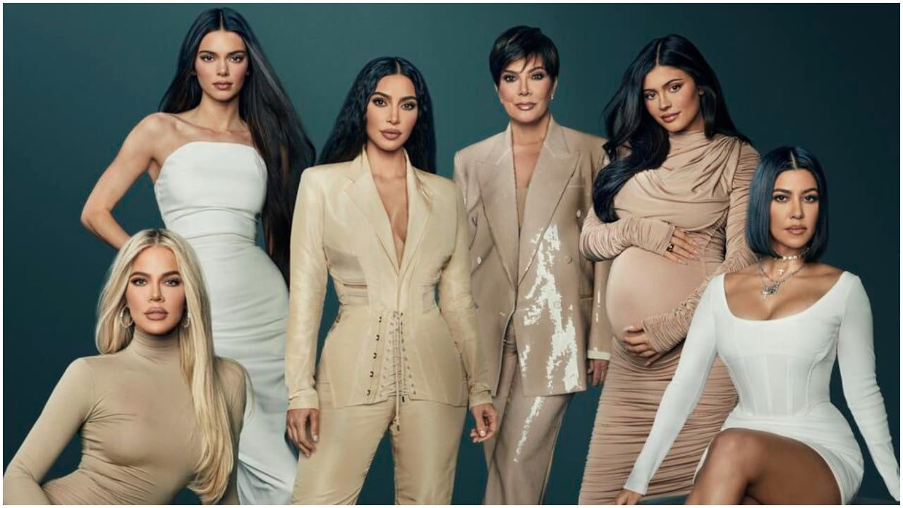 Khloé Kardashian, Kendall Jenner, Kim Kardashian, Kris Jenner, Kylie Jenner, and Kourtney Kardashian in a promotional image for 'The Kardashians' on Hulu