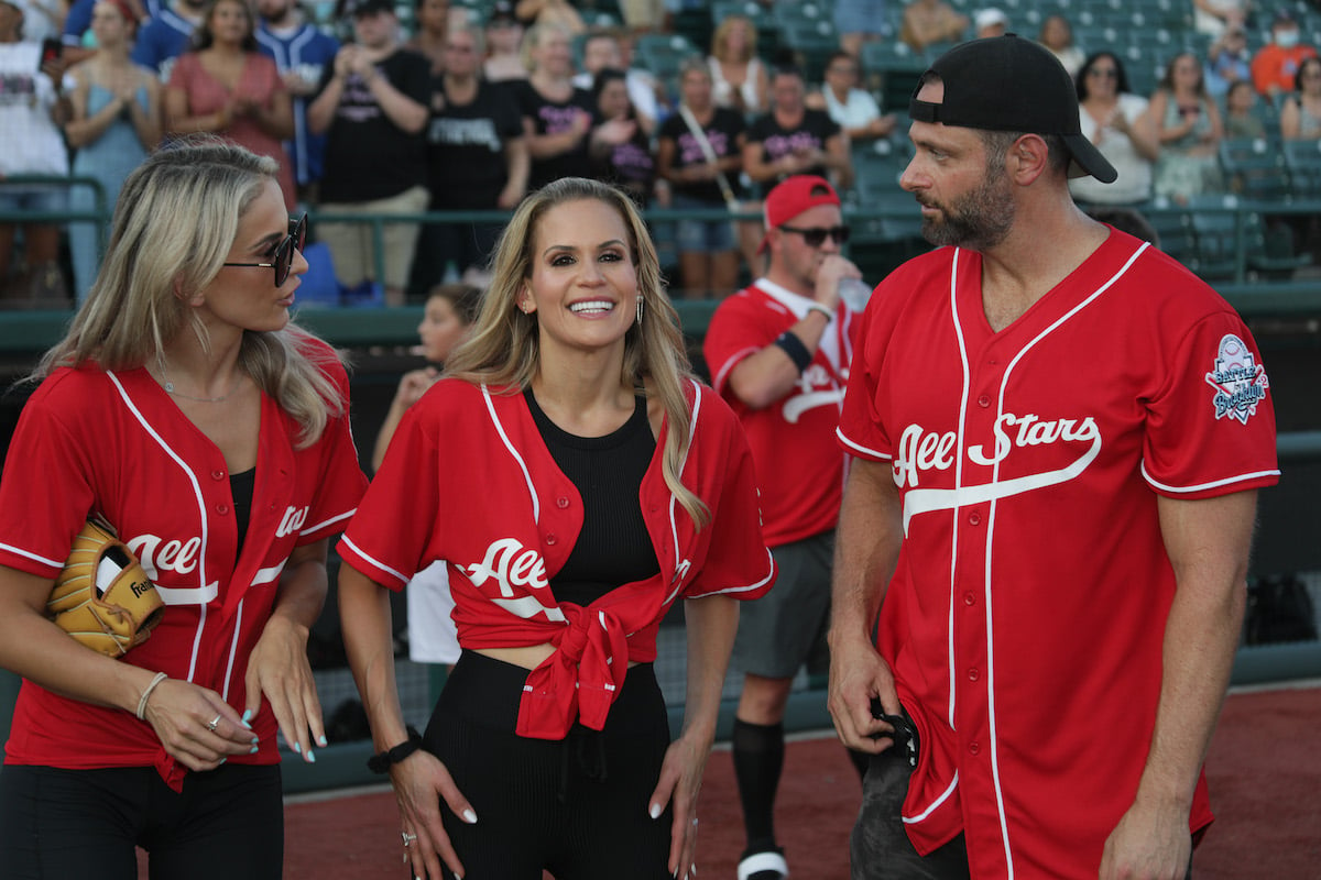 'The Real Housewives of New Jersey' cast, Traci Lynn Johnson, Jackie Goldschneider, and Evan Goldschneider compete in the 2021 Battle for Brooklyn celebrity softball game