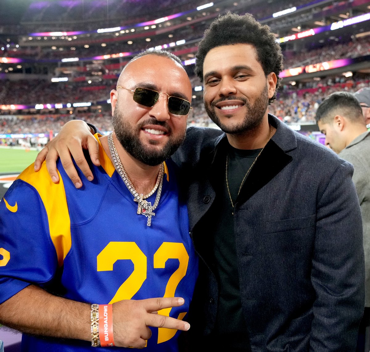 Wassim Slaiby and The Weeknd attend the Super Bowl in Inglewood, California.