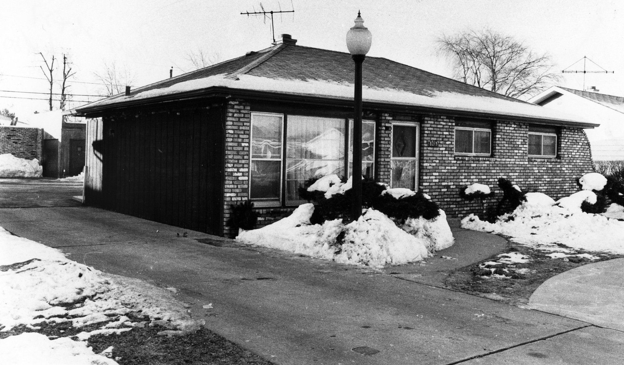The location of John Wayne Gacy's home in a black-and-white photo