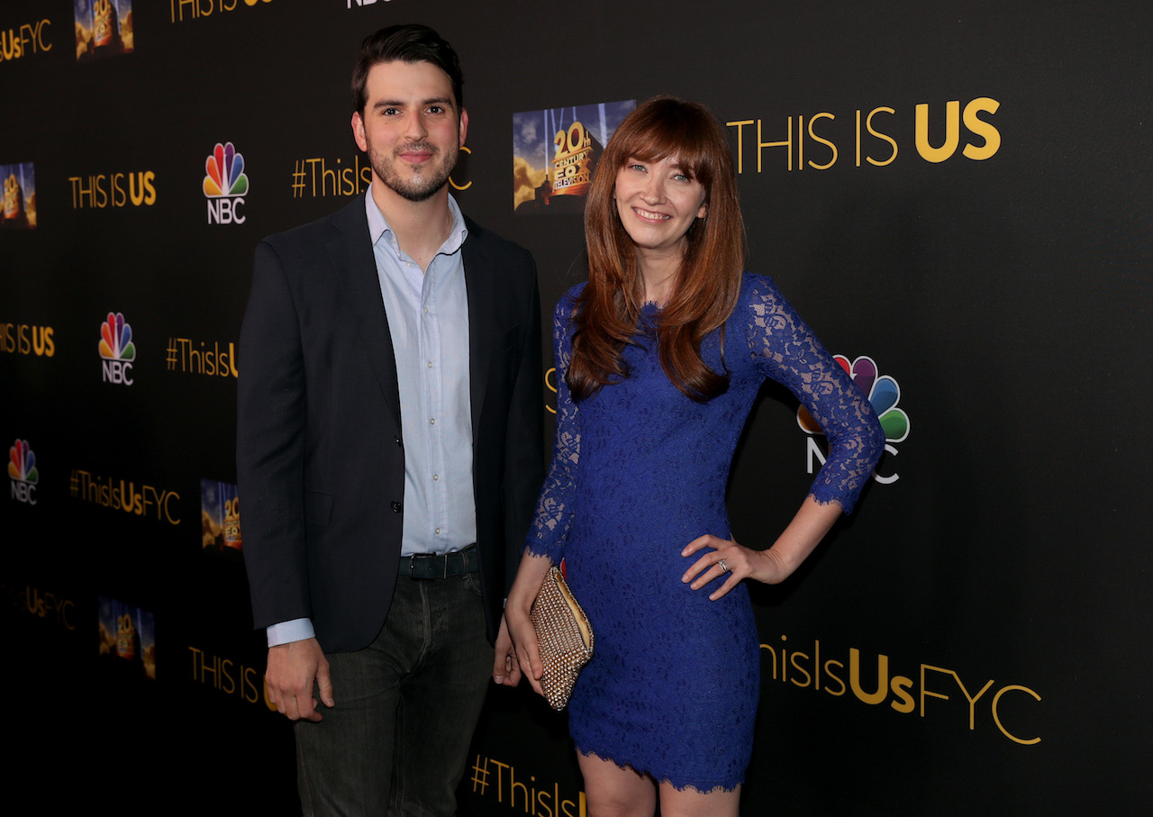 This Is Us showrunners Isaac Aptaker and Elizabeth Berger pose for photos at NBC's FYC event.