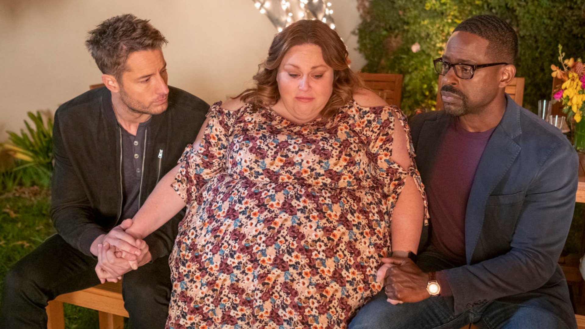 Justin Hartley as Kevin and Sterling K. Brown as Randall comfort Chrissy Metz as Kate in ‘This Is Us’ Season 6 Episode 11