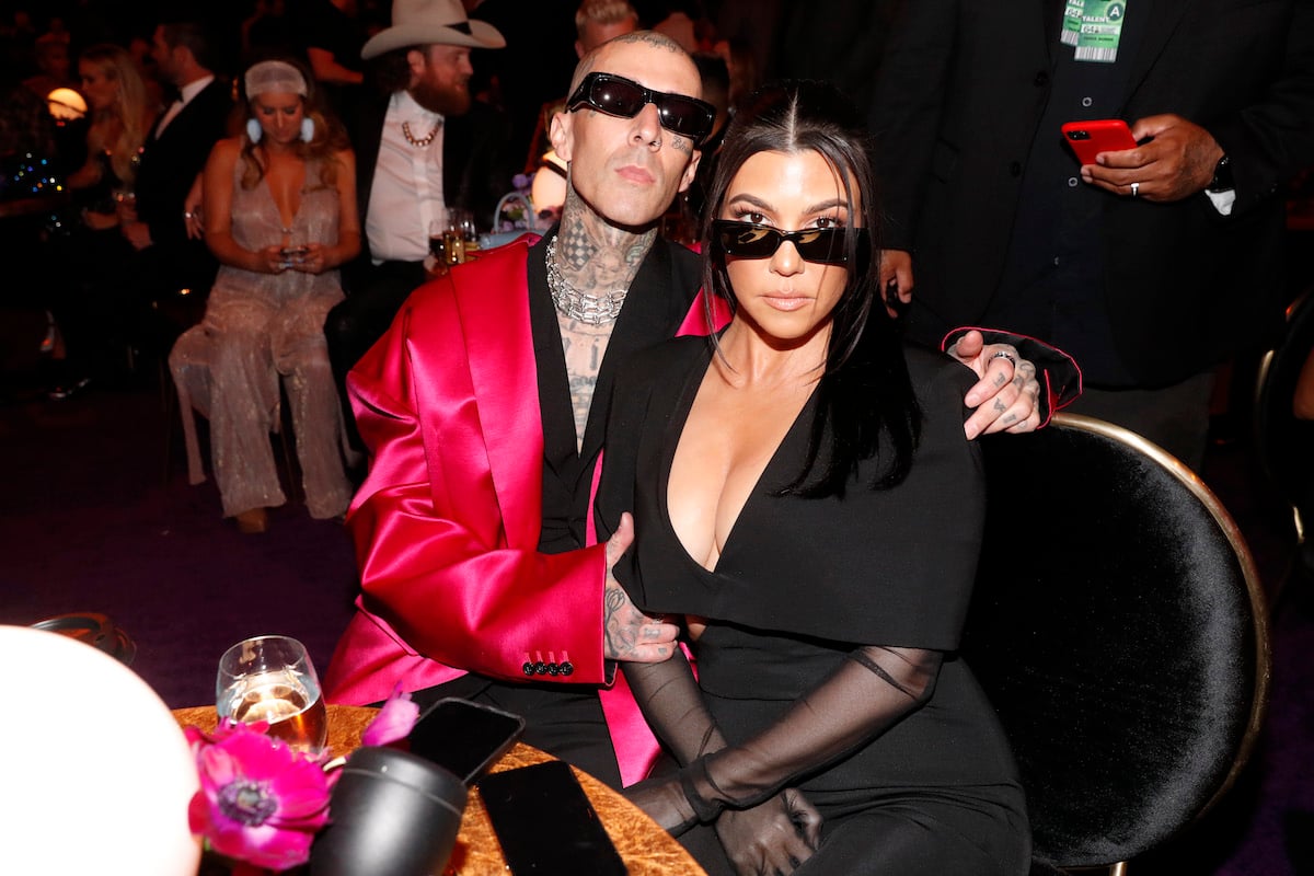 Travis Barker and Kourtney Kardashian at the 2022 Grammy Awards.