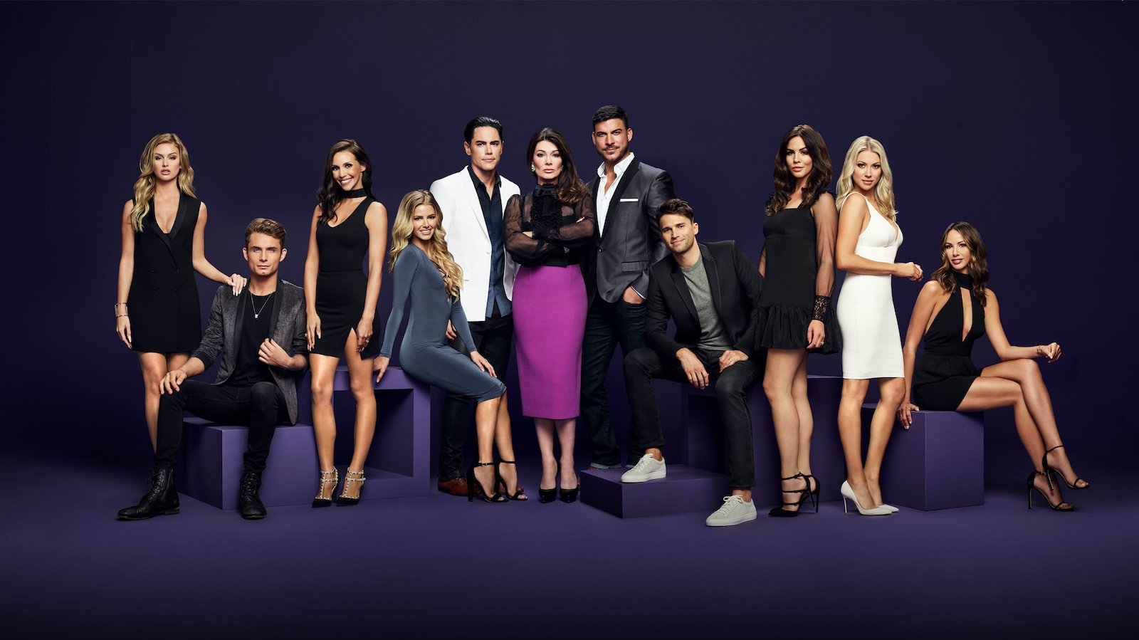 Vanderpump Rules Season 5 cast photo: Lala Kent, James Kennedy, Scheana Marie, Ariana Madix, Tom Sandoval, Lisa Vanderpump, Jax Taylor, Tom Schwartz, Katie Maloney, Stassi Schroeder, Kristen Doute