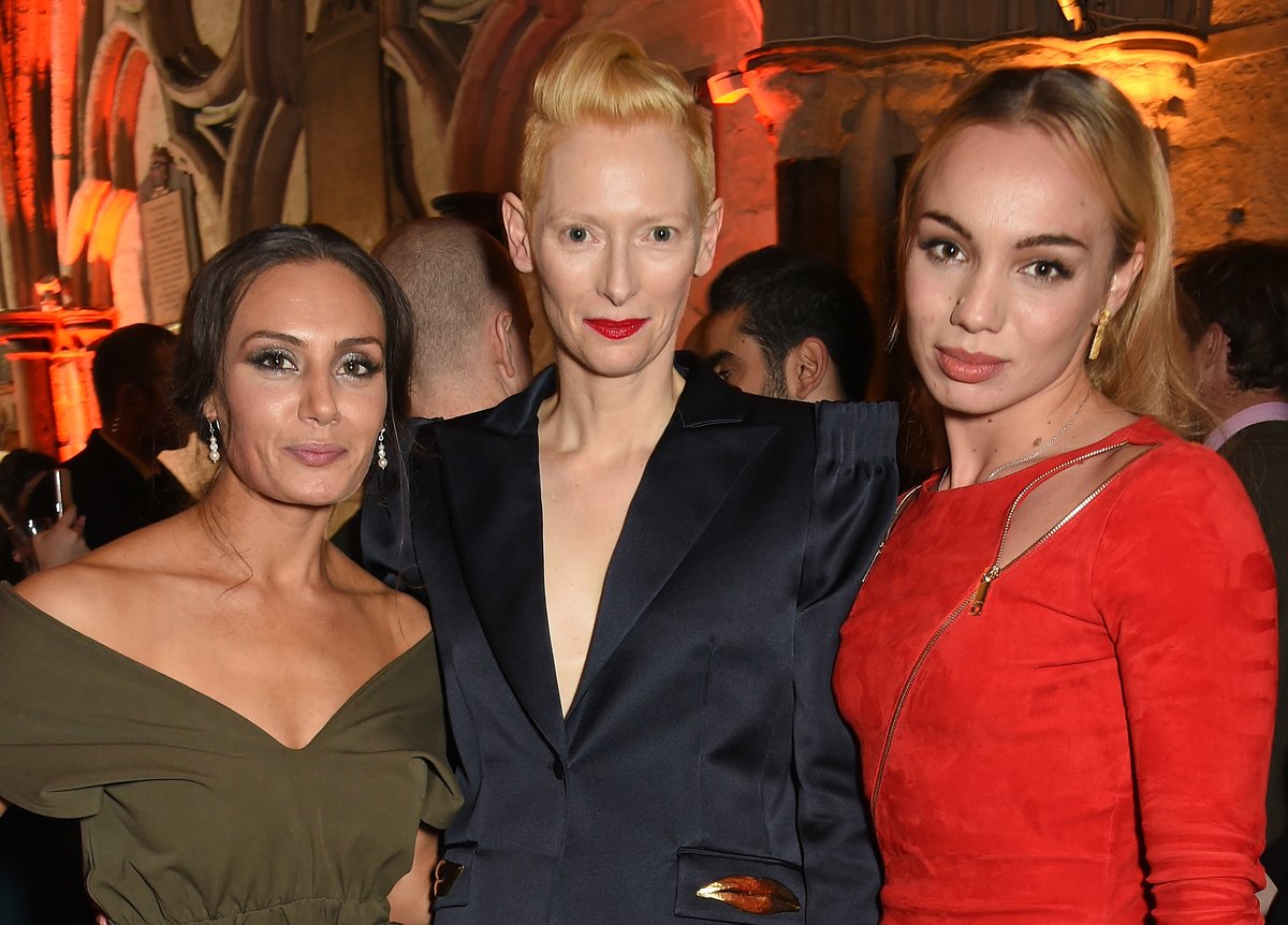 Zara Phythian, Tilda Swinton and Katrina Durden at Marvel Studios and British GQ hosted reception in The Cloisters
