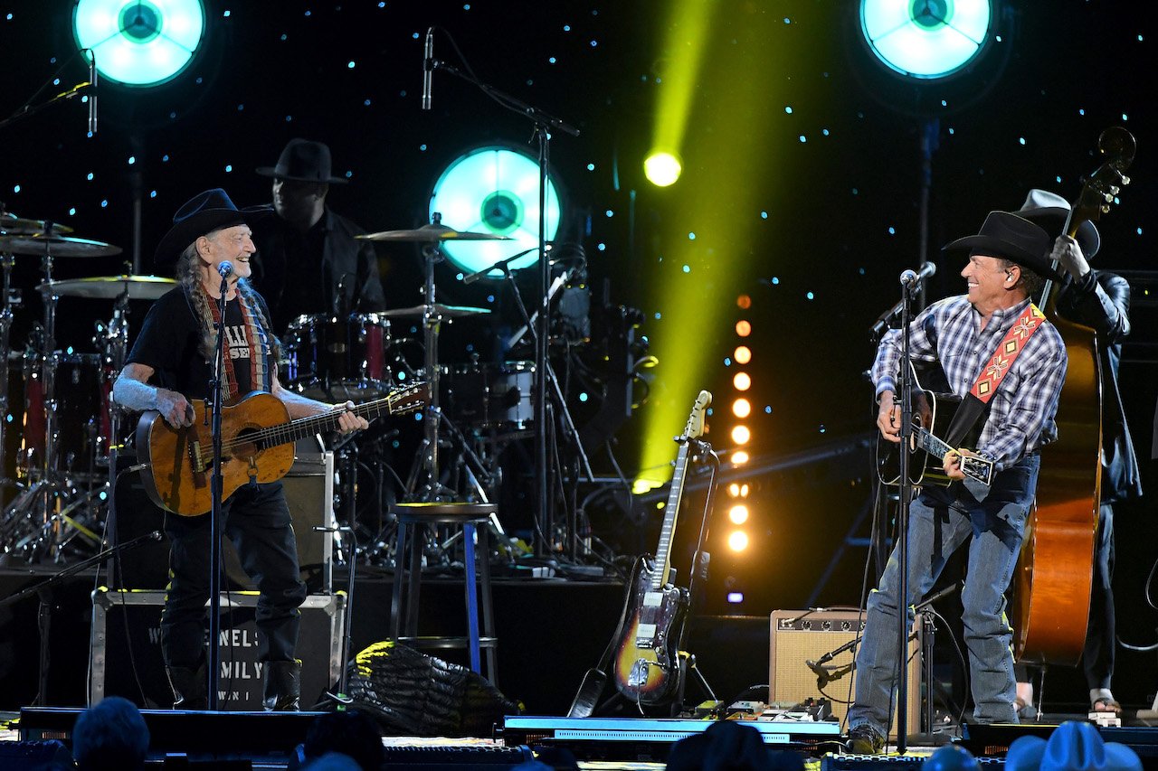 Willie Nelson and George Strait perform onstage