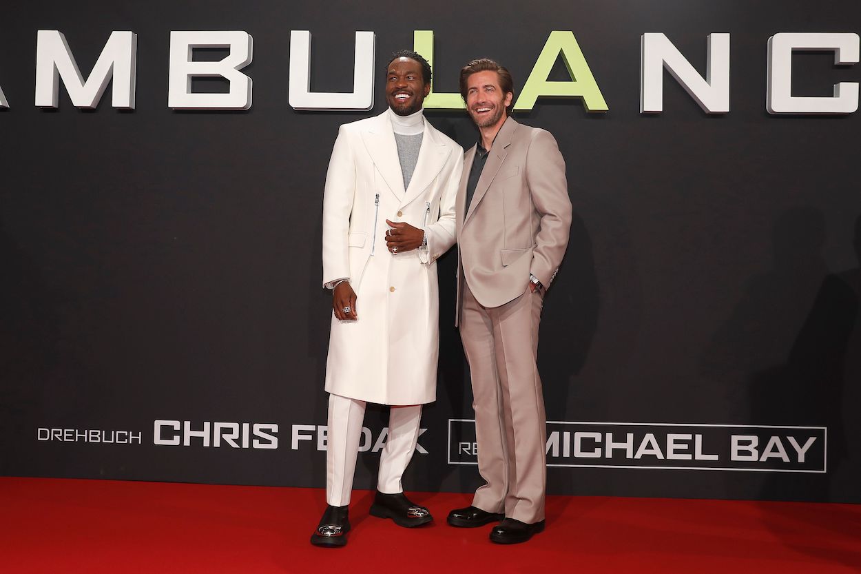 Yahya Abdul-Mateen II and Jake Gyllenhaal walk the red carpet at the German premiere of 'Ambulance' in March 2022.