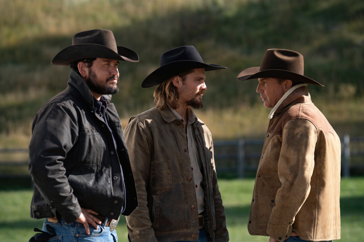 Yellowstone season 5 stars Cole Hauser (Rip Wheeler), Luke Grimes (Kayce Dutton), and Kevin Costner (John Dutton)