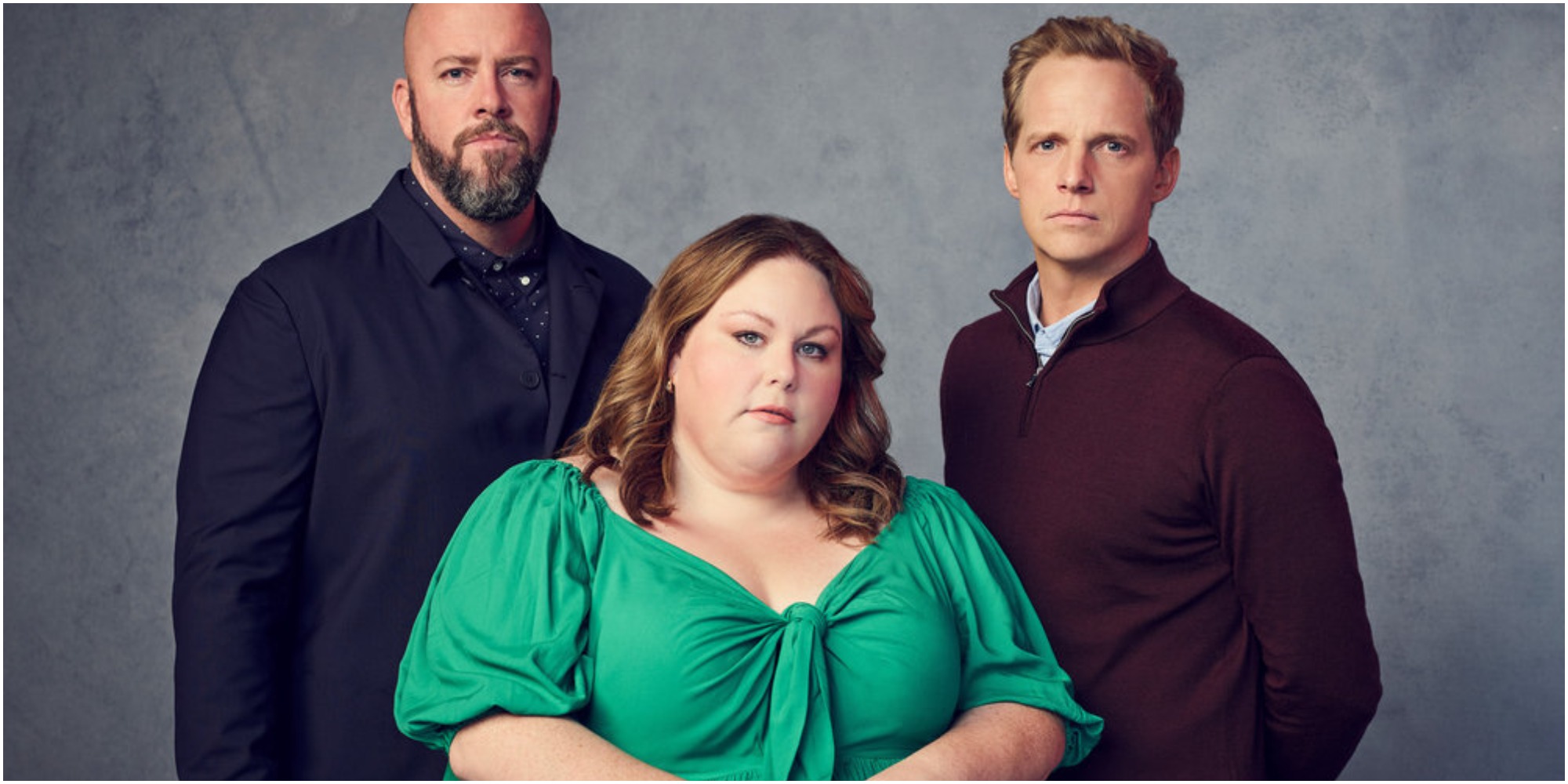 Chris Sullivan, Chrissy Metz and Chris Geere in a publicity still for This Is Us.