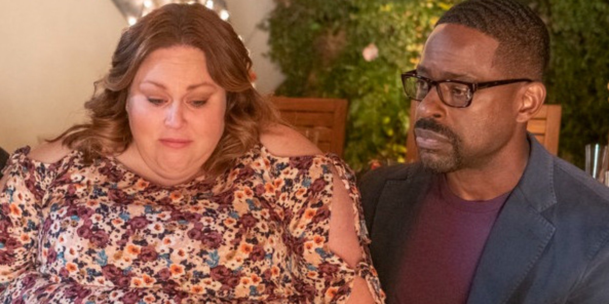 Chrissy Metz and Sterling K. Brown on the set of This Is Us.