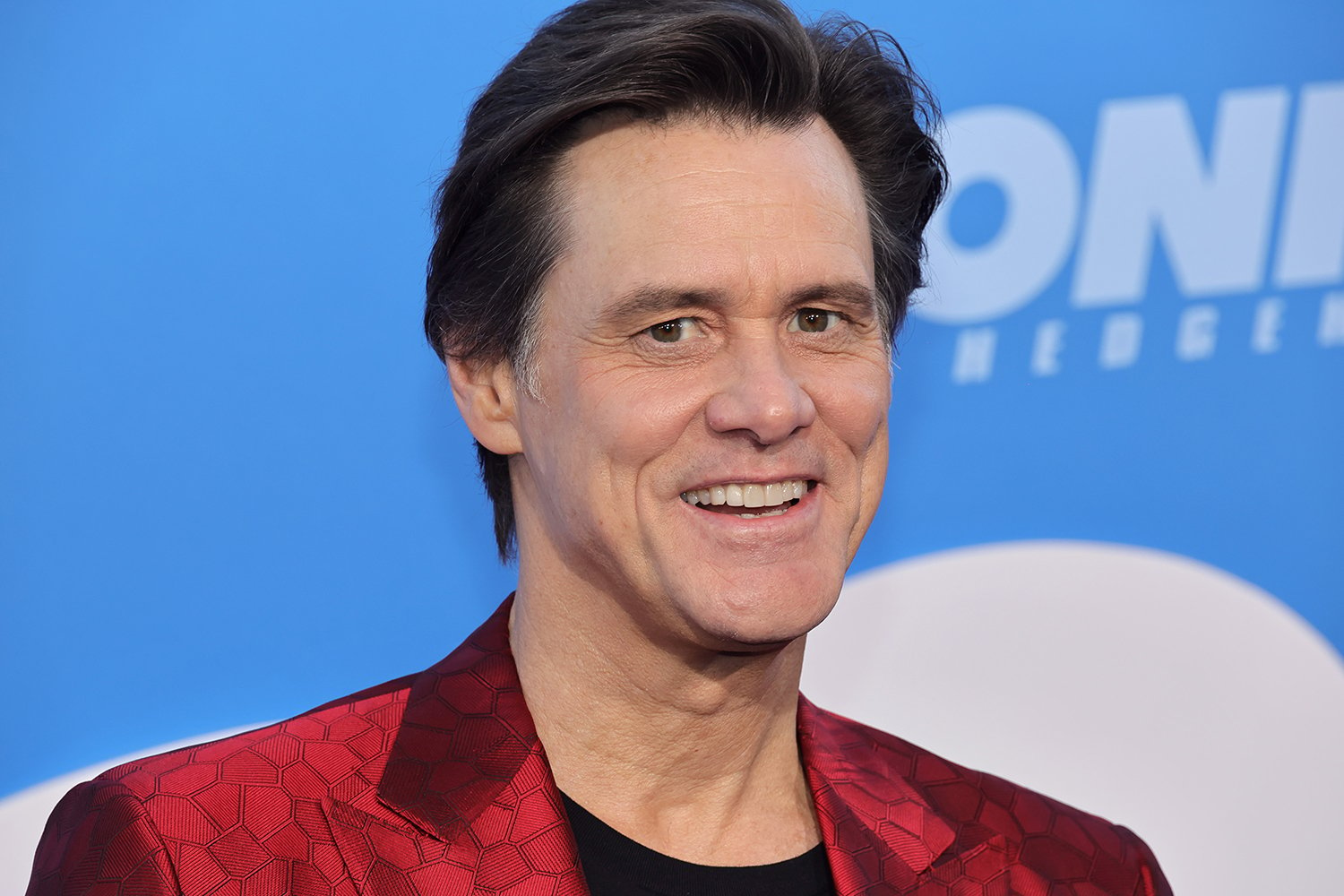 Jim Carrey attends the Sonic the Hedgehog 2 premiere.