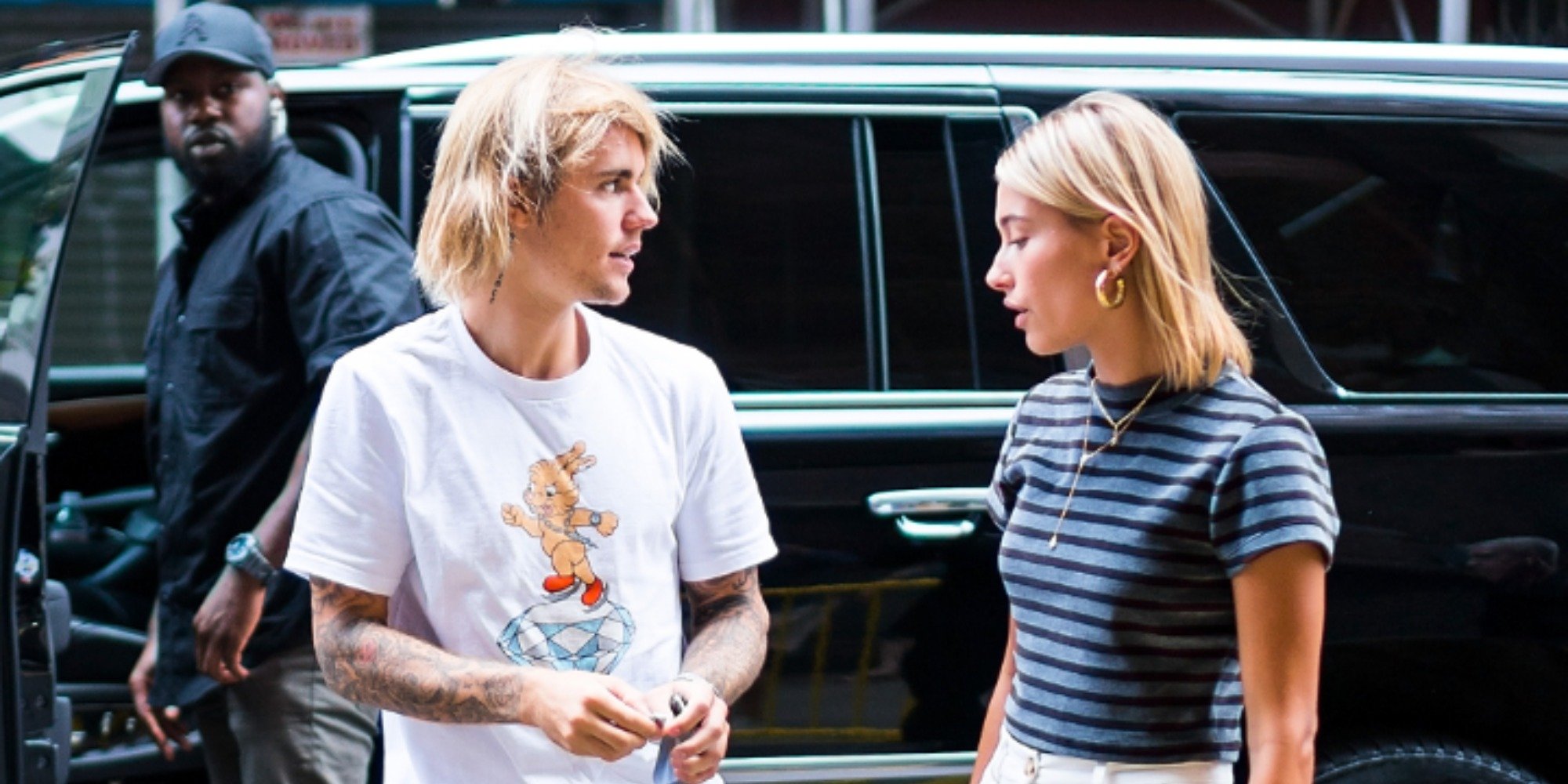Justin and Hailey Bieber attend services at Hillsong Church in New York City in 2018.