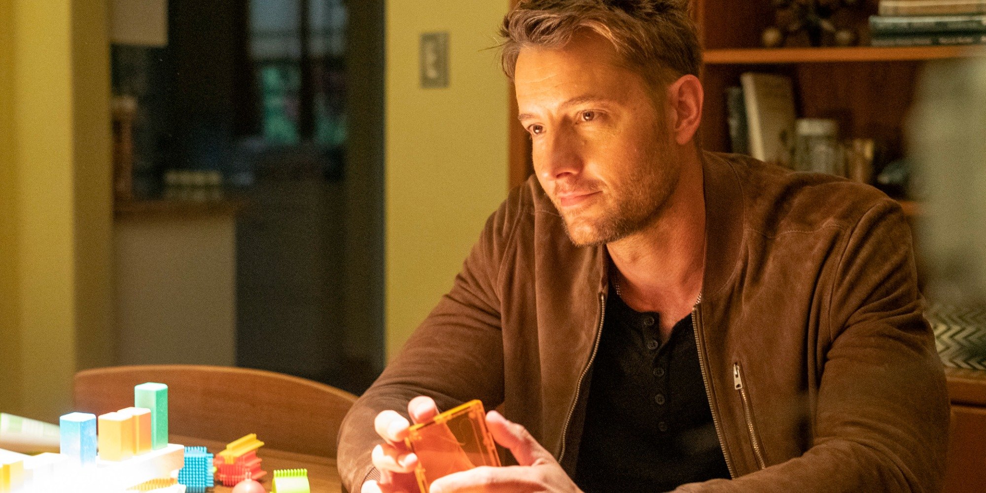 Justin Hartley on the set of This Is Us.