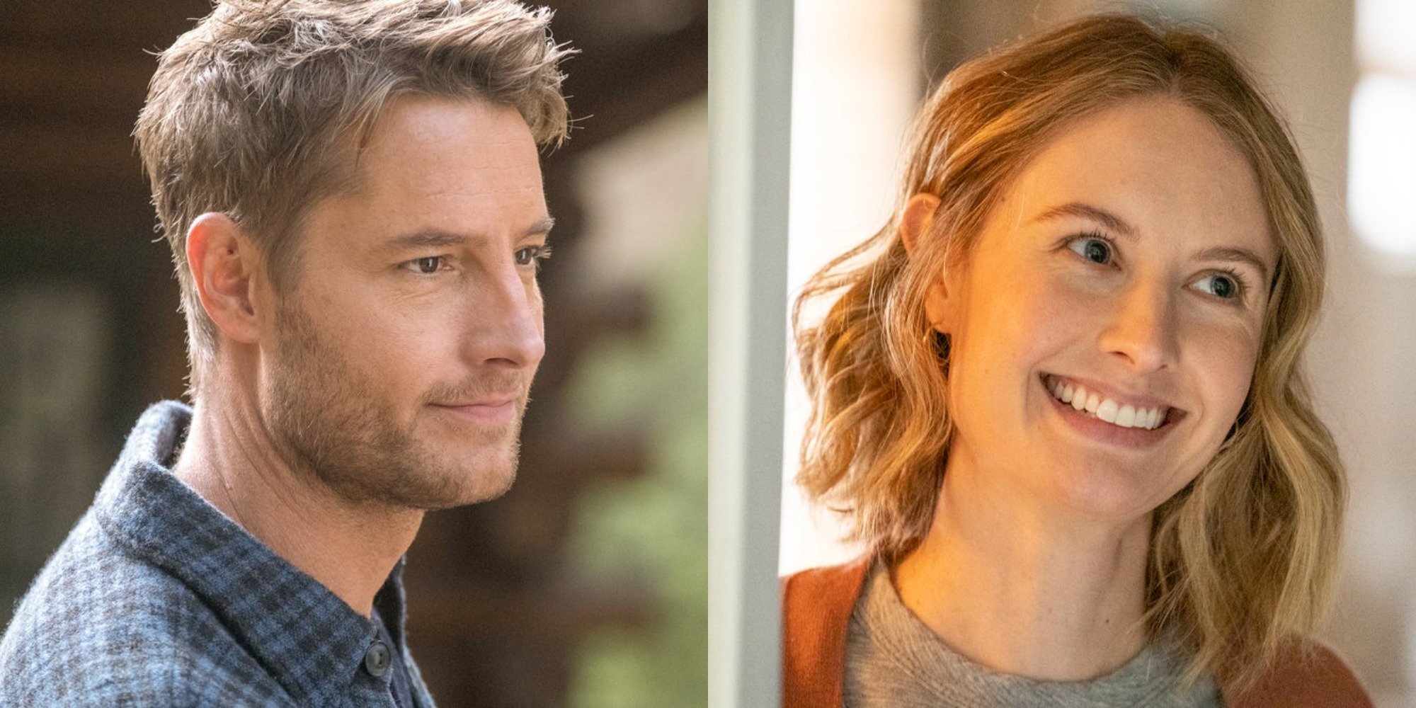 Justin Hartley and Caitlin Thompson on the set of This Is Us.