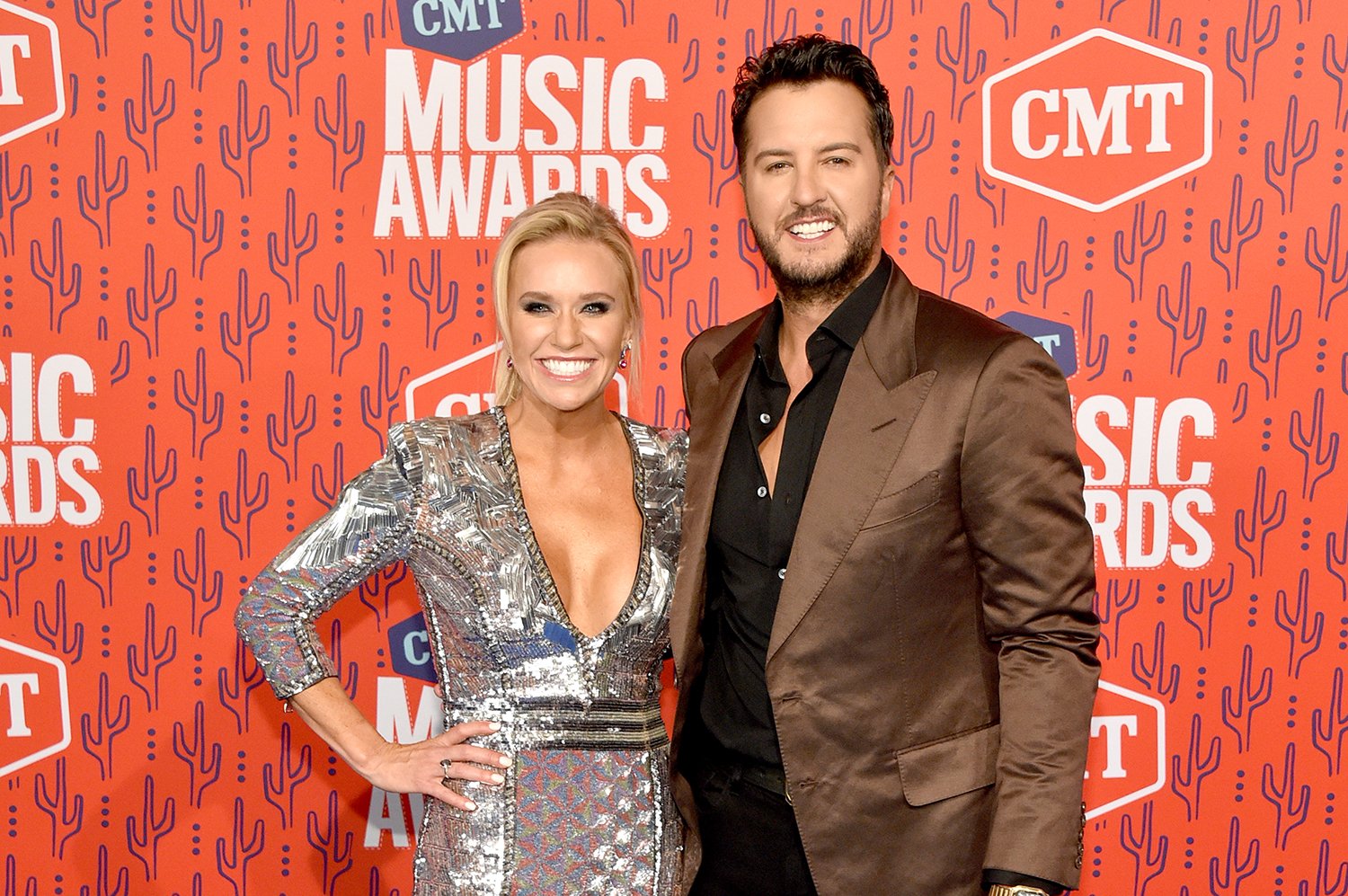 Luke Bryan and his wife, Caroline, who pulled a chip prank on American Idol