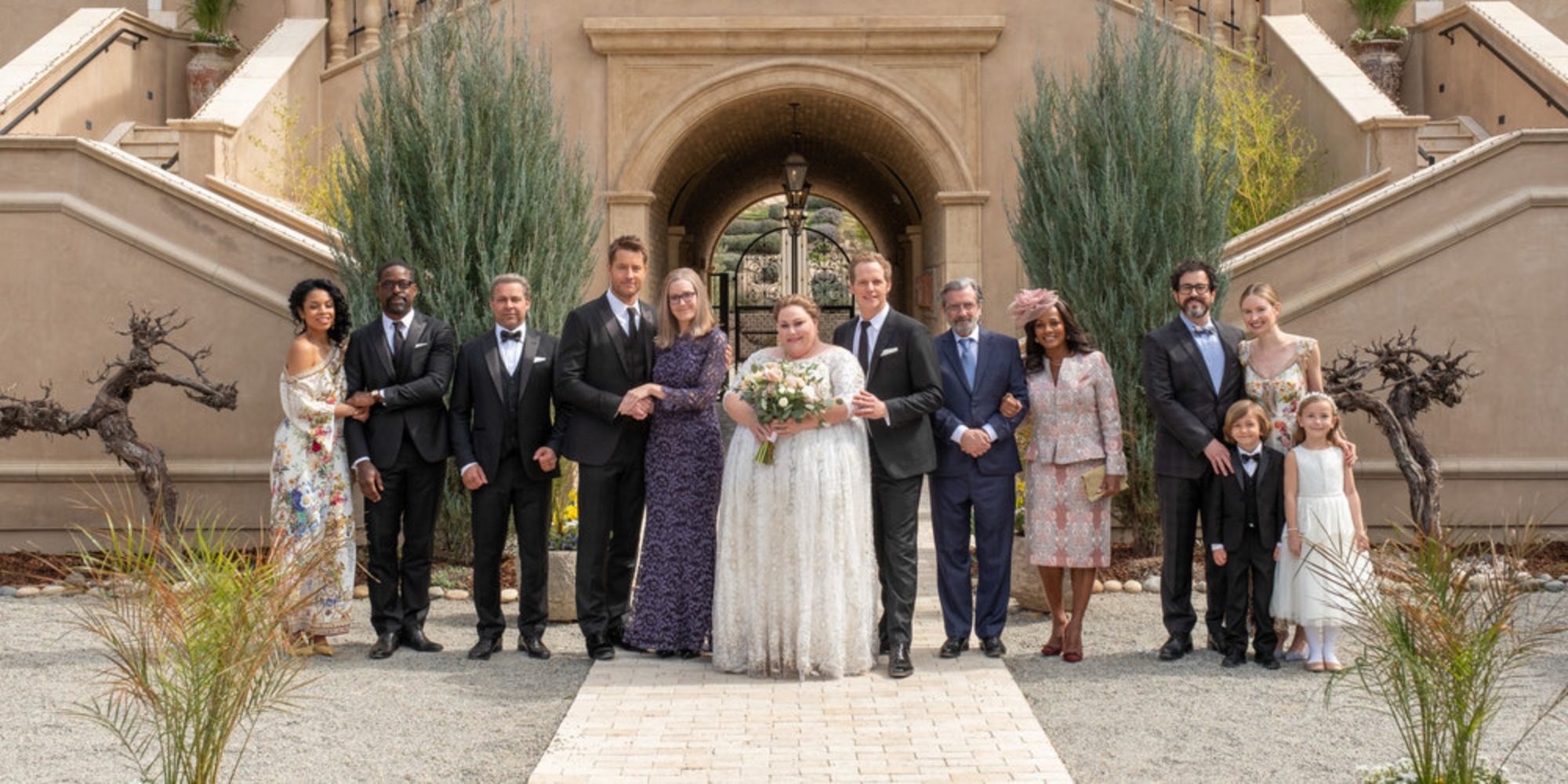 A 'This Is Us' cast photo taken during season 6 at Kate's wedding to Phillip.