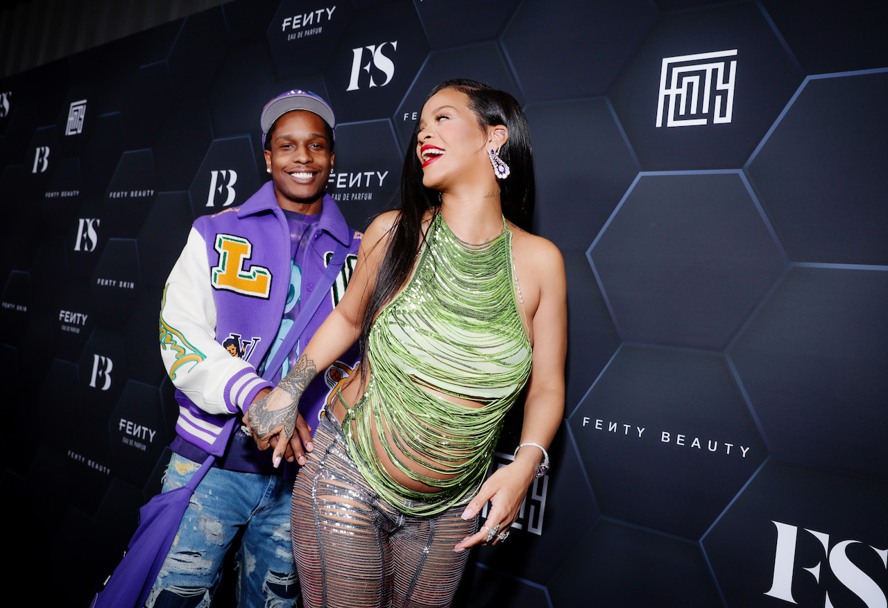 A pregnant Rihanna and A$AP Rocky on red carpet; the couple recently welcome their first child together