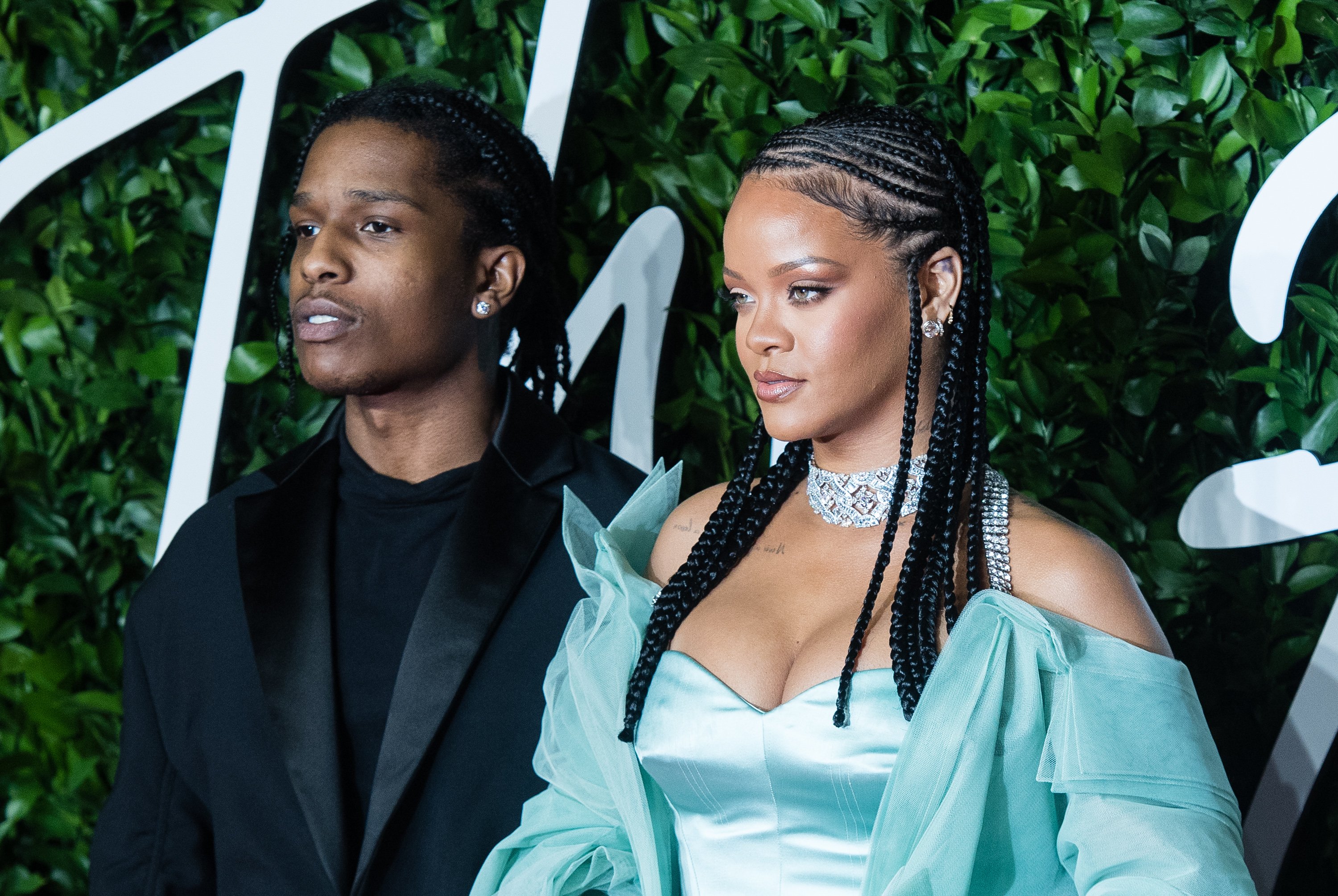 ASAP Rocky and Rihanna on the red carpet.