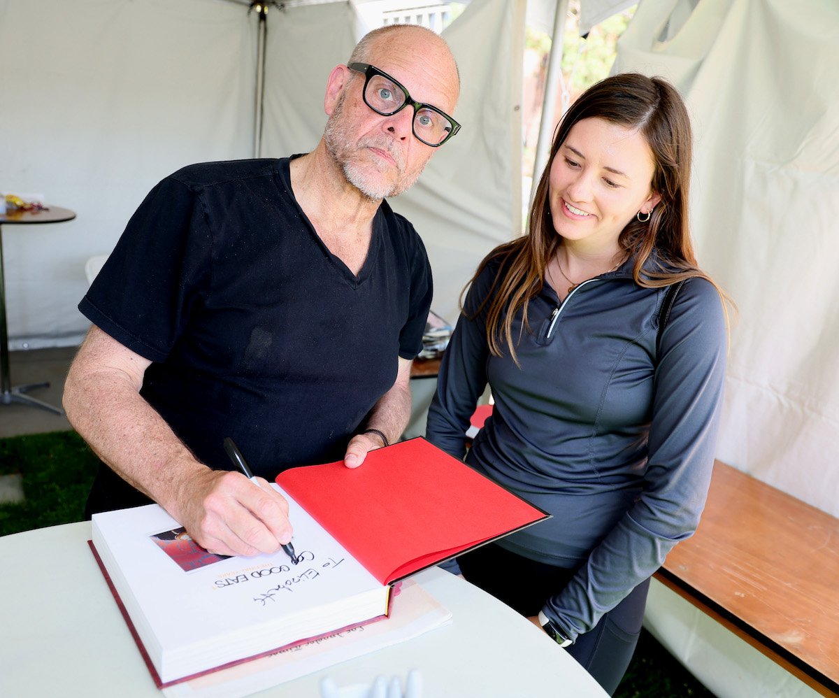 Alton Brown signs cookbooks at the 2022 Los Angeles Times Festival of Books