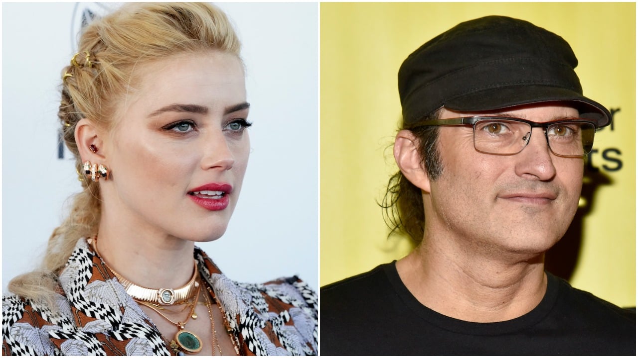 Amber Heard at the 2020 Film Independent Spirit Awards; Robert Rodriguez at the 2019 premiere of 'Red 11' at SXSW. Heard once said she loves Rodriguez's approach to filmmaking.