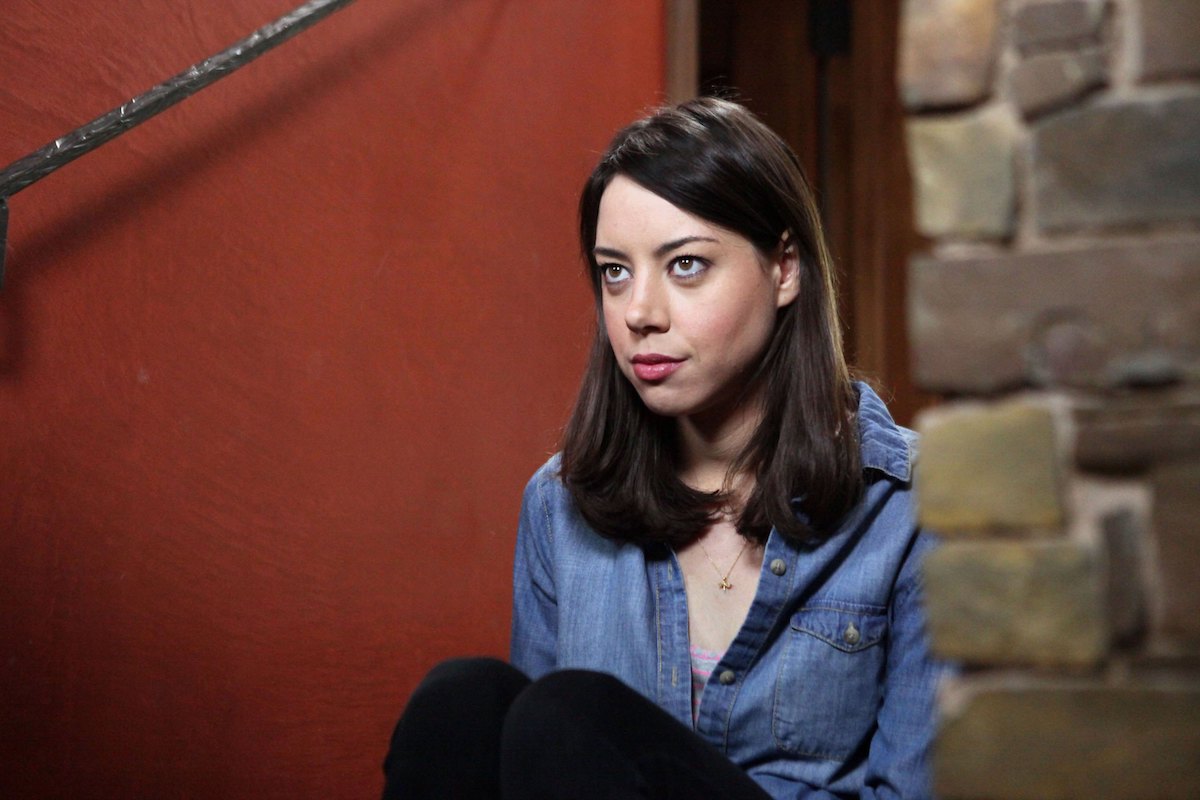 Aubrey Plaza as April Ludgate on the set of Parks and Recreation